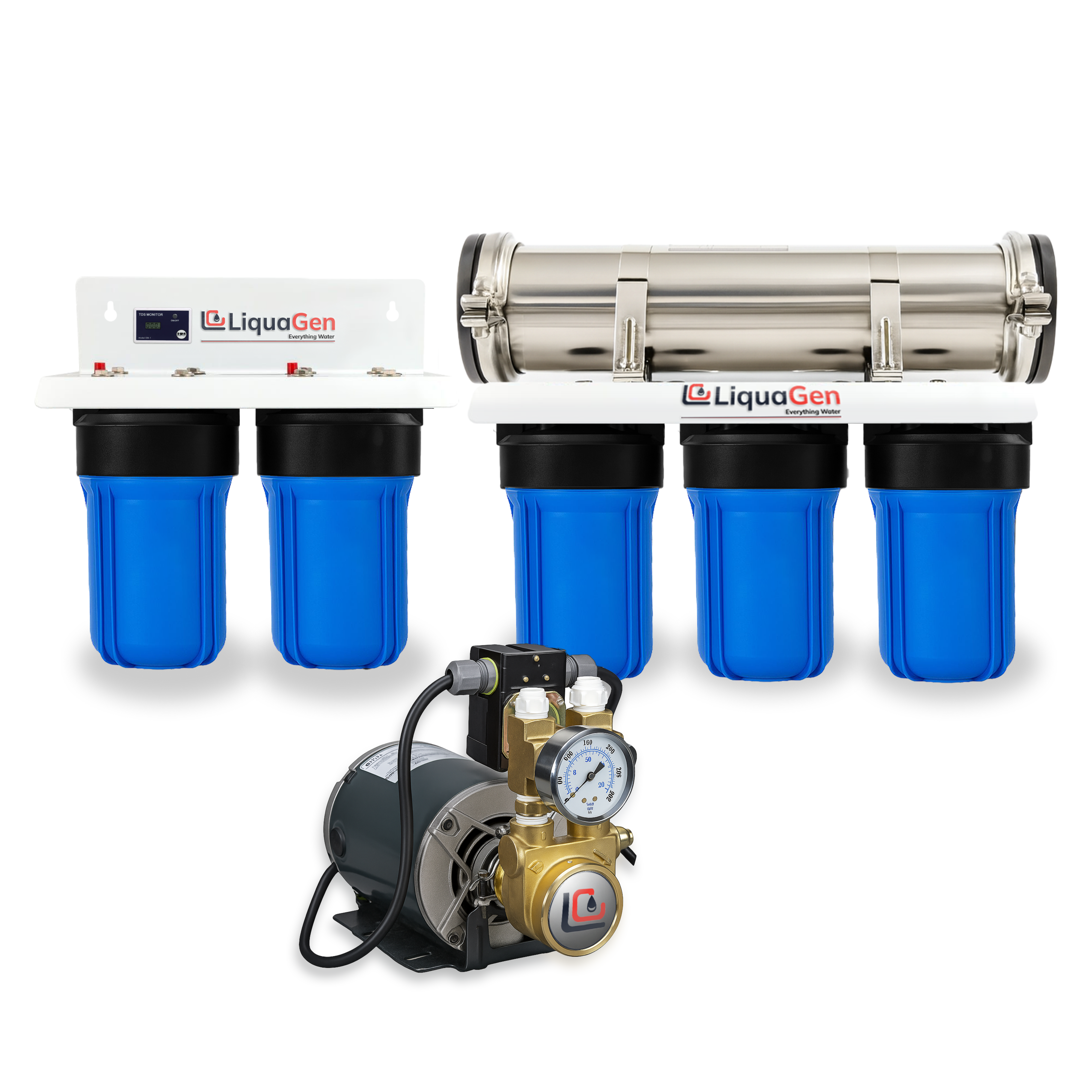 Commercial Hydroponics RO/DI System 1000 GPD 4.5"x10" | 6 Stage Filtration