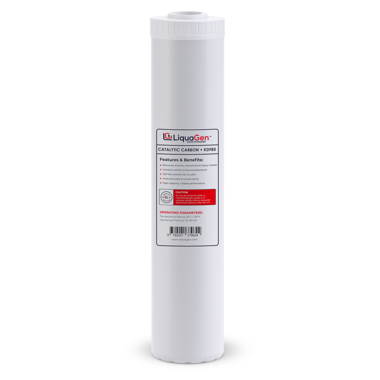 4.5" x 20"Catalytic Carbon/KDF-85 Filter Cartridge (Chlorine and Chloramine Reduction) - LiquaGen Water