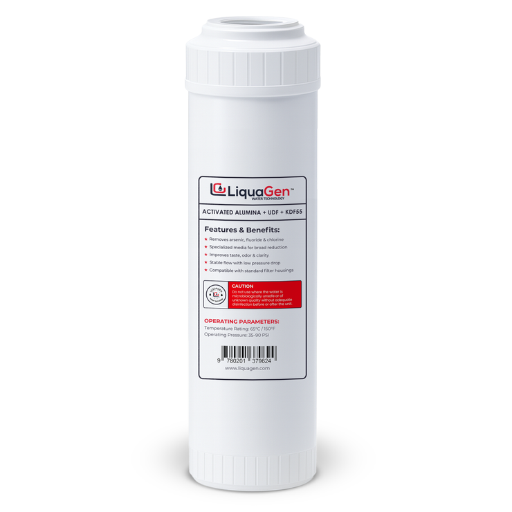 2.5" x 10" Activated Alumina + GAC + KDF55 Filter Cartridge (Arsenic/Fluoride/Chlorine Reduction)