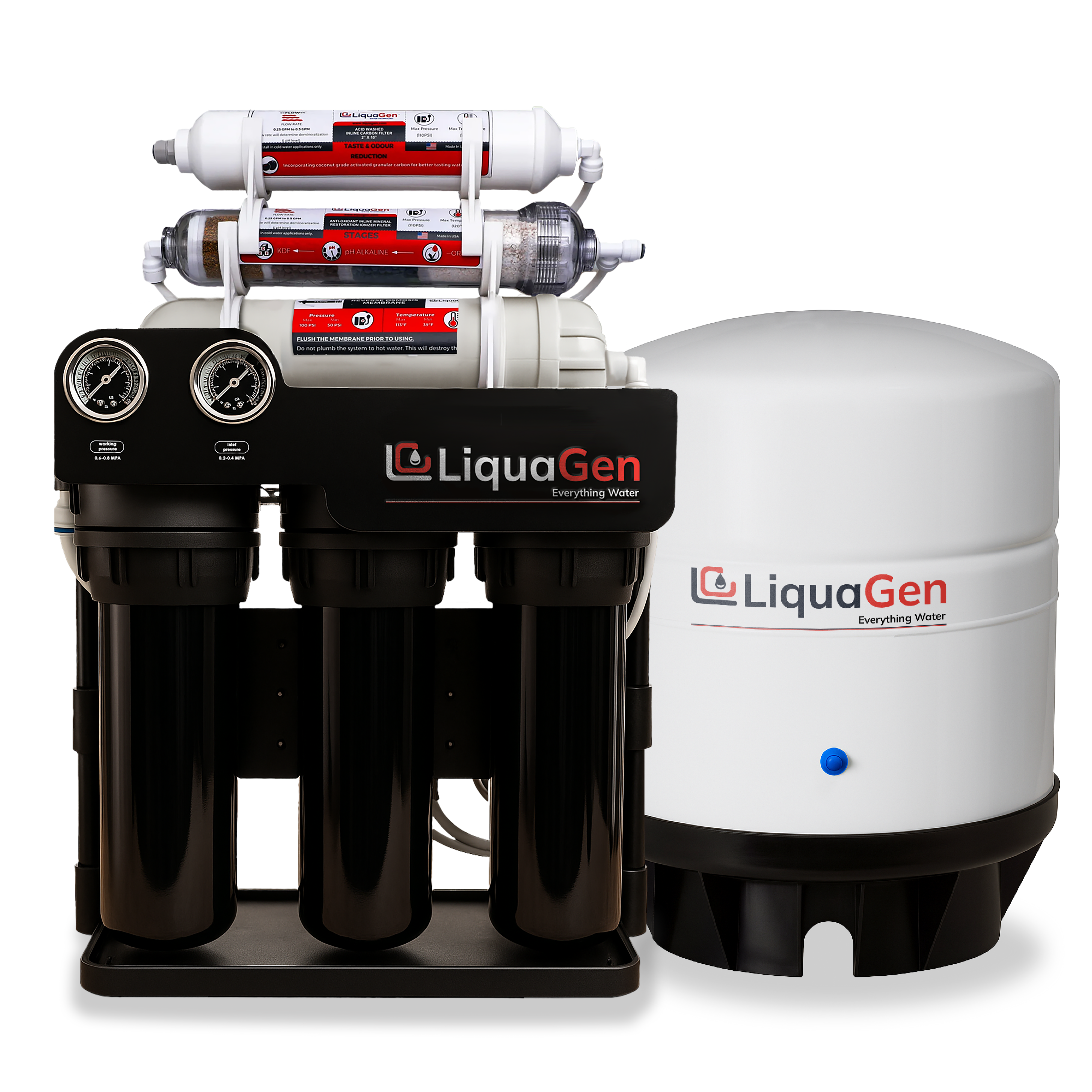 Light Commercial Grade Reverse Osmosis Water Filtration System 150 GPD | 6 Stage RO + Booster Pump - LiquaGen Water