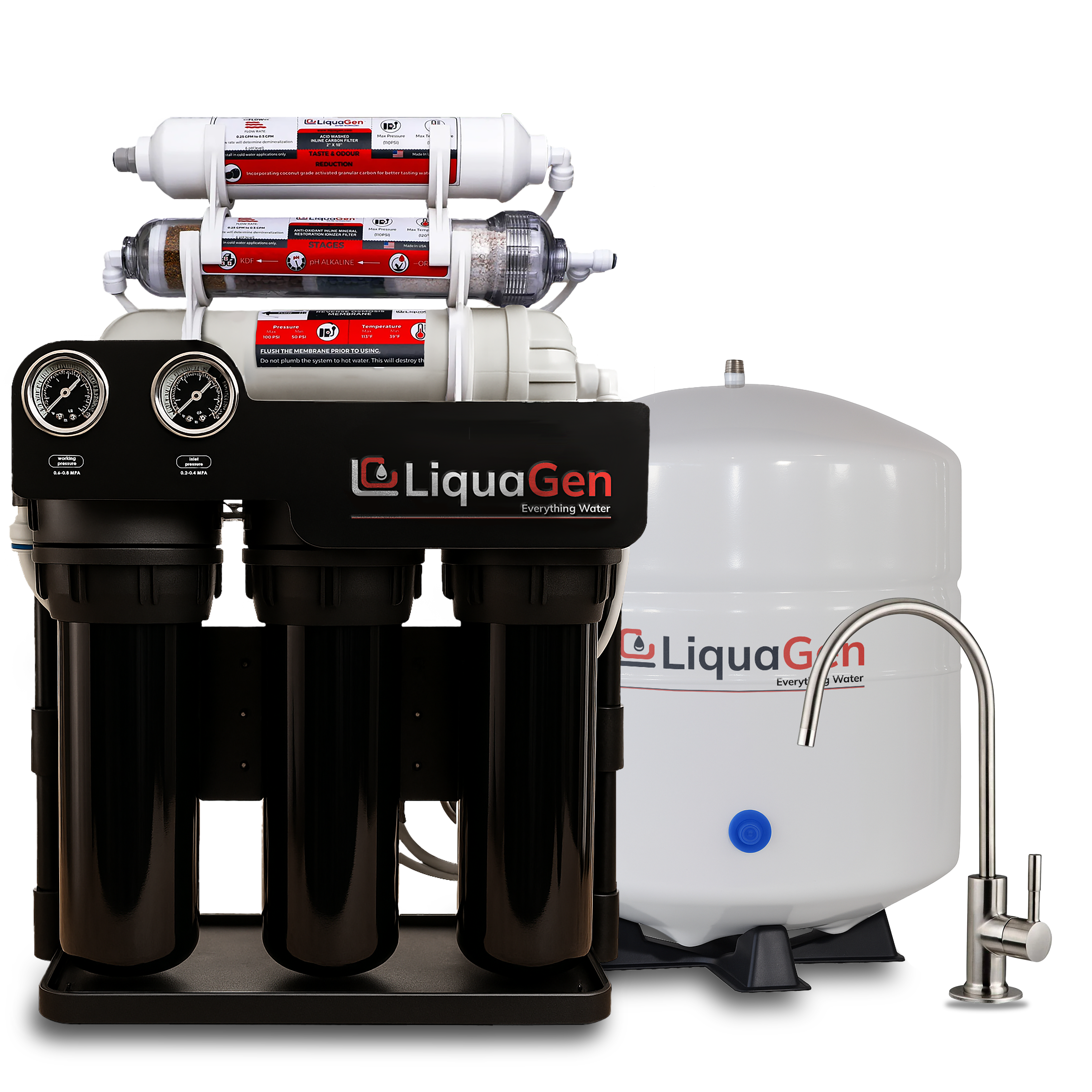 Light Commercial Grade Reverse Osmosis Water Filtration System 150 GPD | 6 Stage RO + Booster Pump - LiquaGen Water
