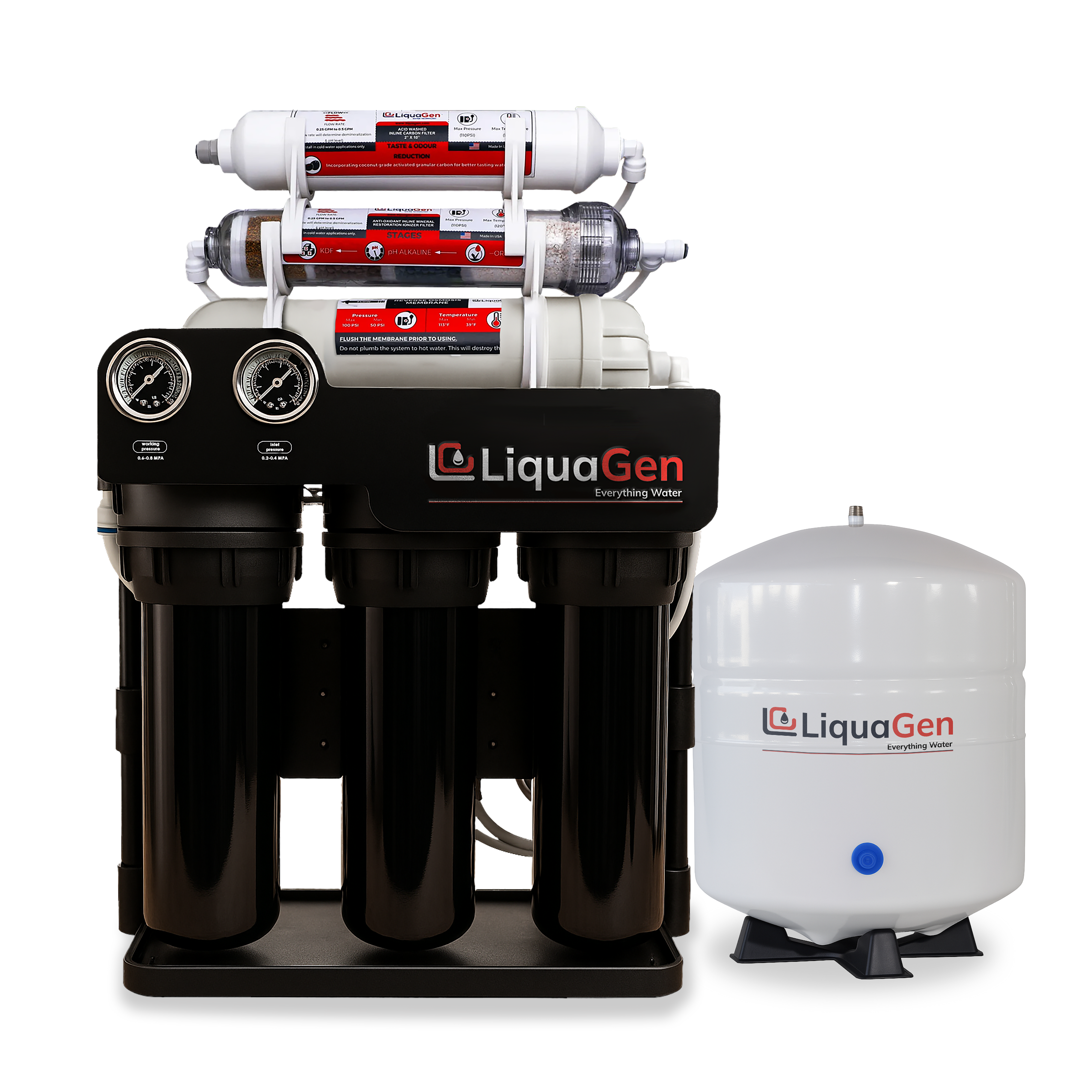 Light Commercial Grade Reverse Osmosis Water Filtration System 150 GPD | 6 Stage RO + Booster Pump - LiquaGen Water