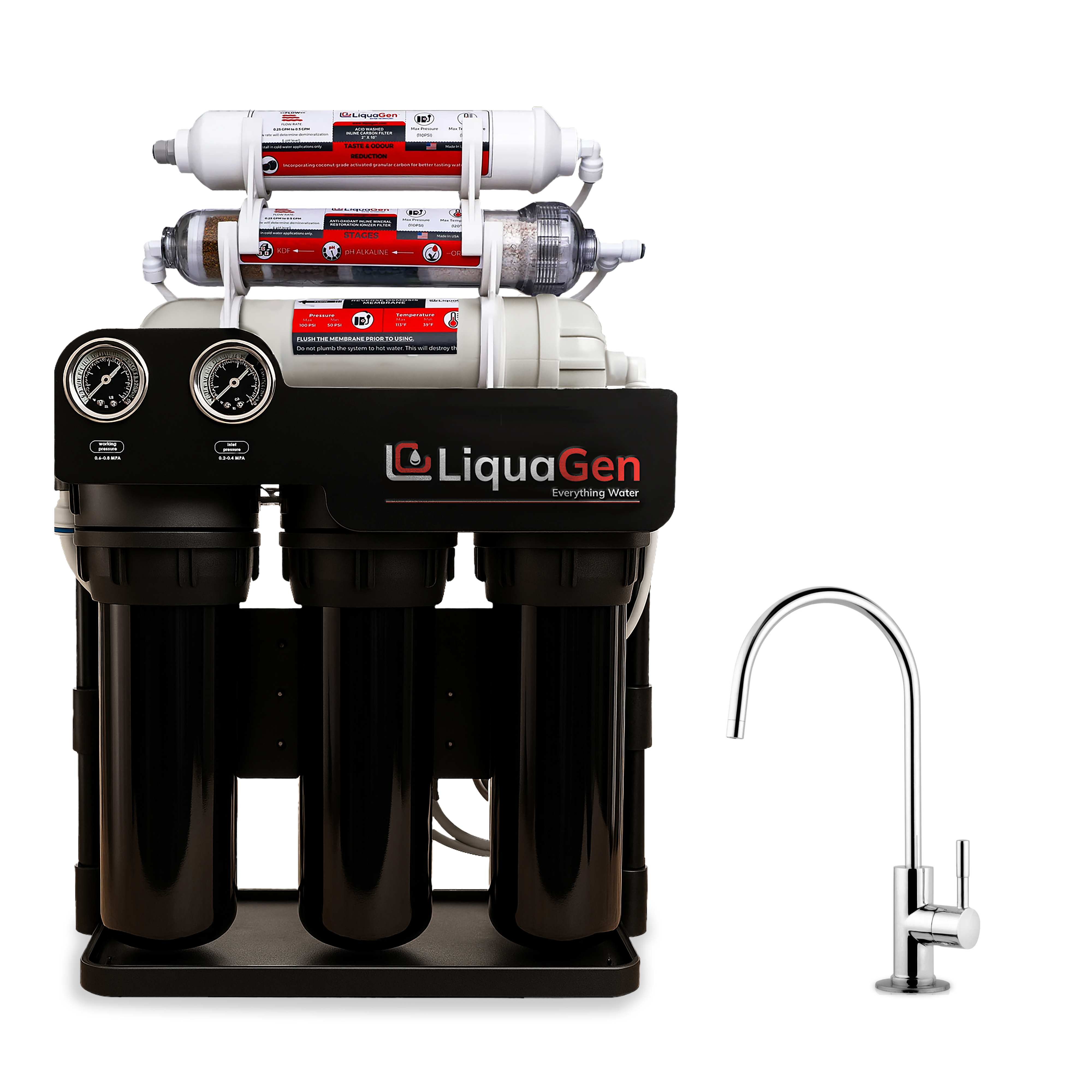 Light Commercial Grade Reverse Osmosis Water Filtration System 200 GPD | 6 Stage RO + Booster Pump - LiquaGen Water