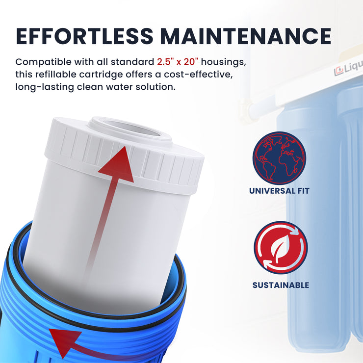 2.5" x 20" BIRM / KDF 85 Filter Cartridge (Iron, Manganese, Sulfur & Rotten Egg Smell Reduction) - LiquaGen Water