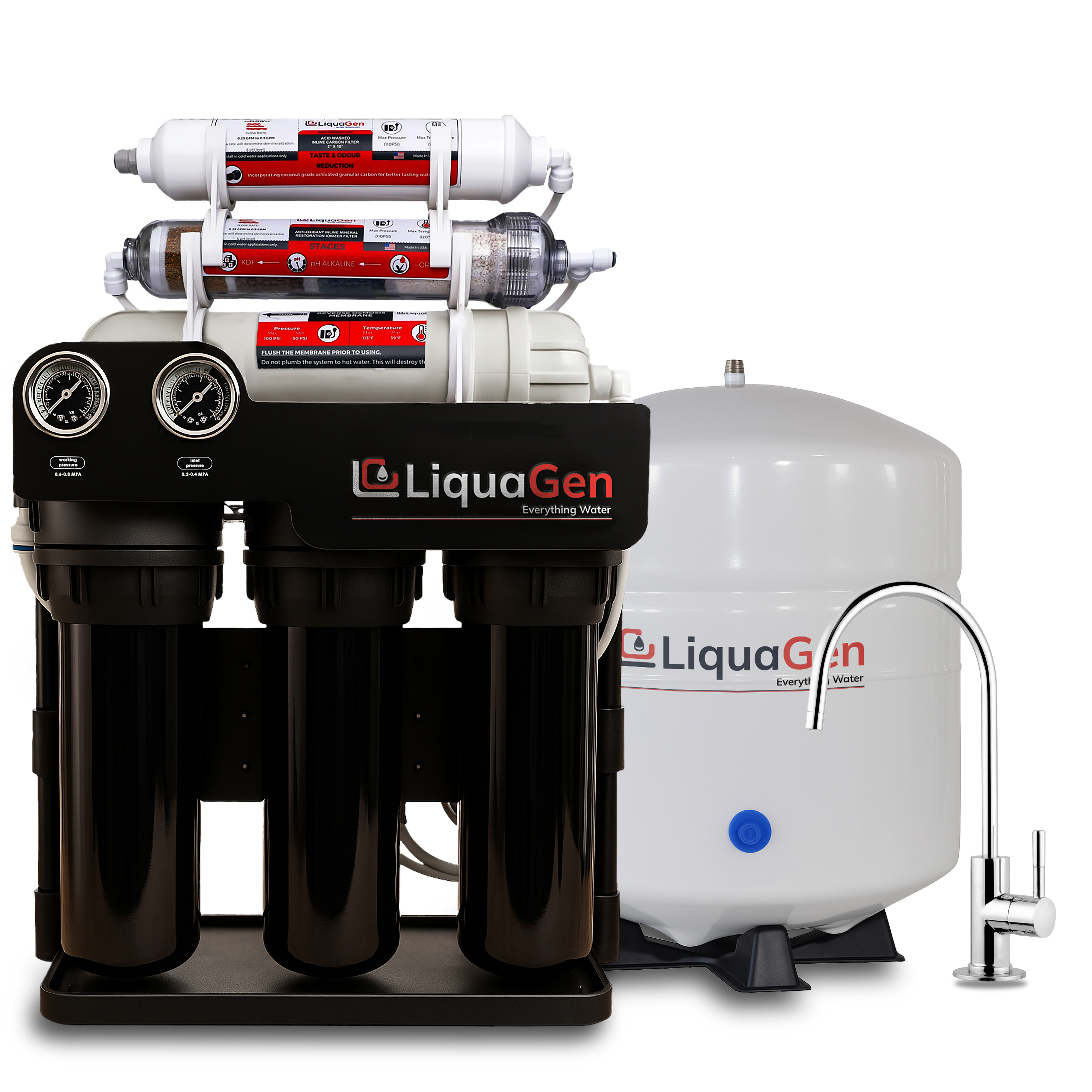 Light Commercial Grade Reverse Osmosis Water Filtration System 300 GPD | 6 Stage RO + Booster Pump - LiquaGen Water
