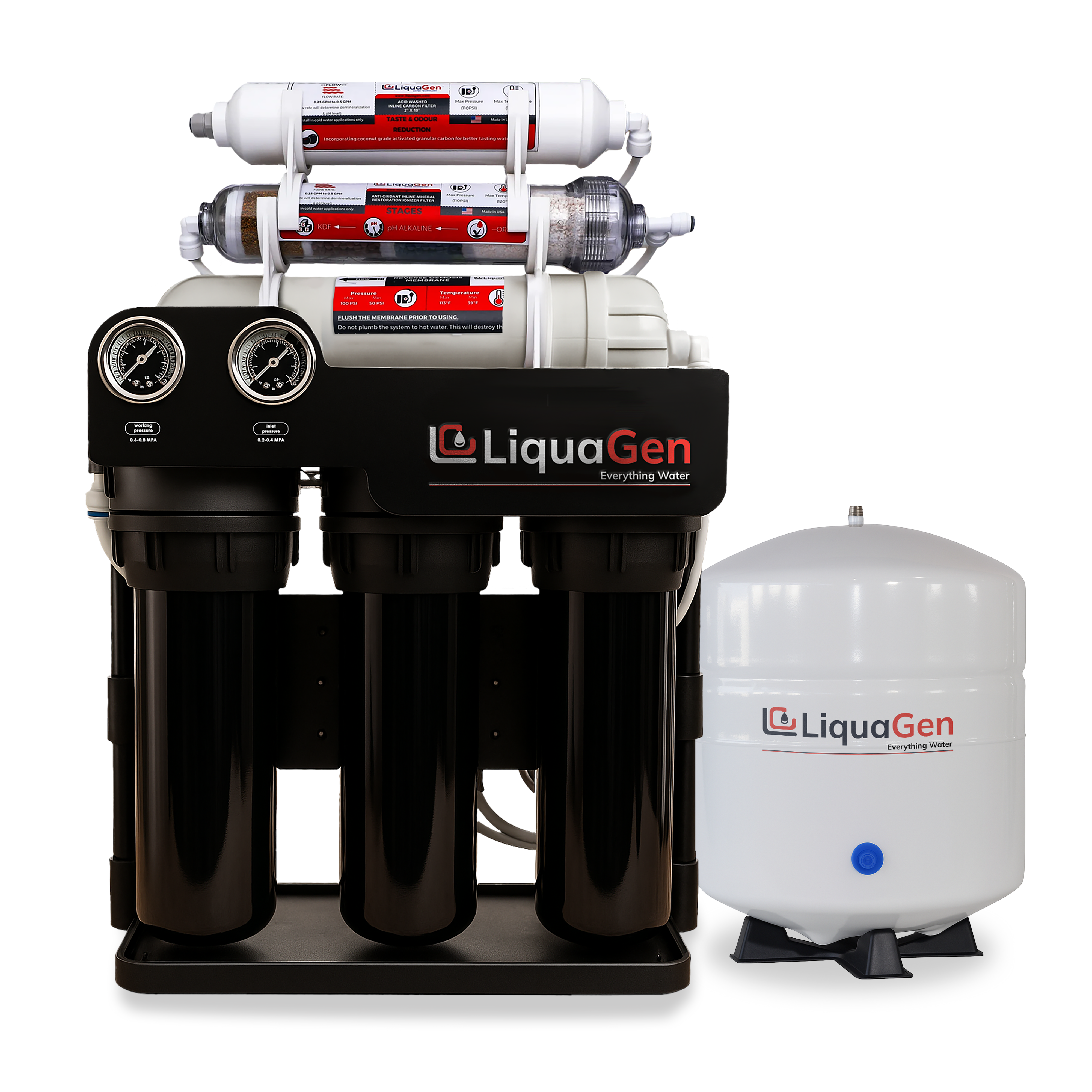 Light Commercial Grade Reverse Osmosis Water Filtration System 300 GPD | 6 Stage RO + Booster Pump - LiquaGen Water