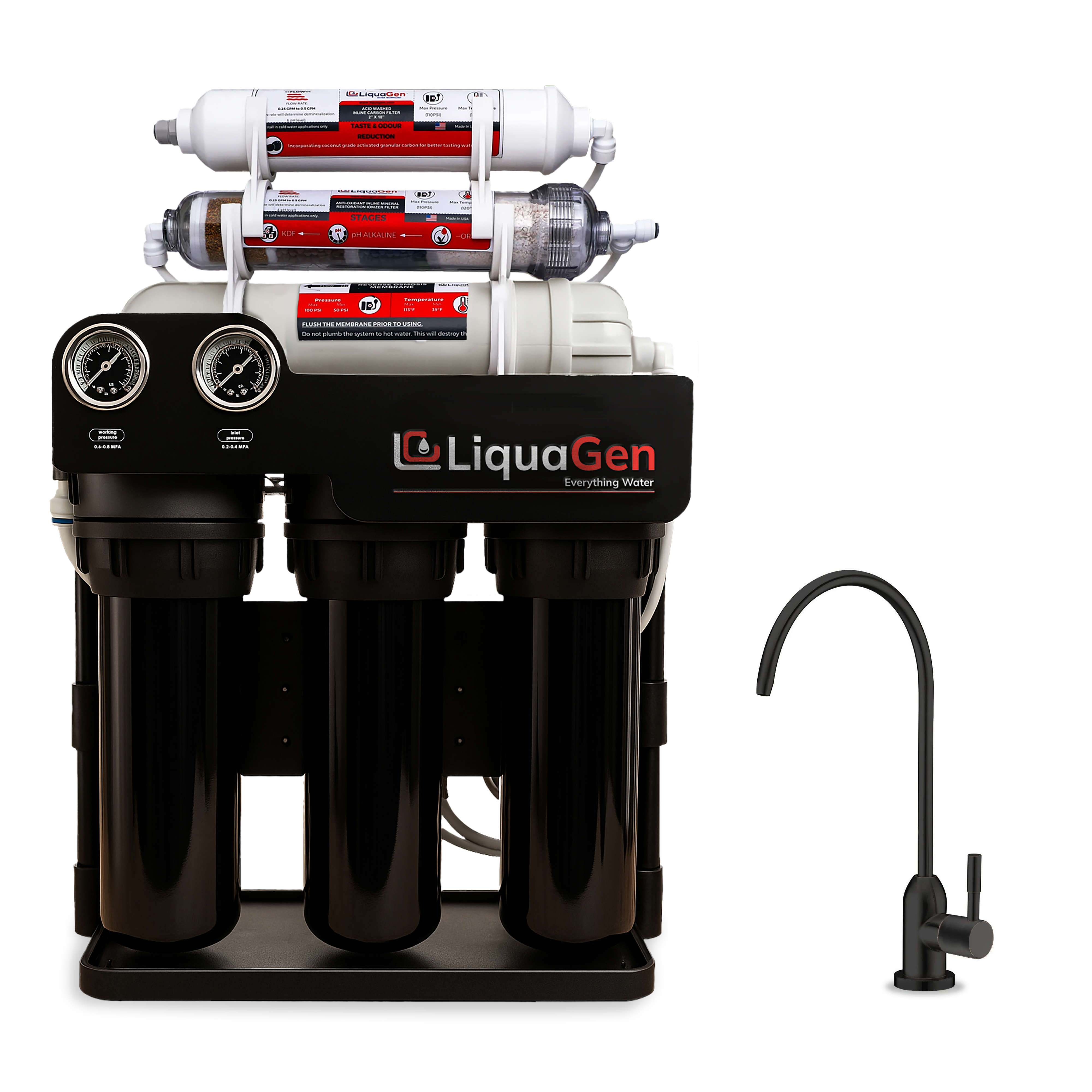 Light Commercial Grade Reverse Osmosis Water Filtration System 300 GPD | 6 Stage RO + Booster Pump - LiquaGen Water