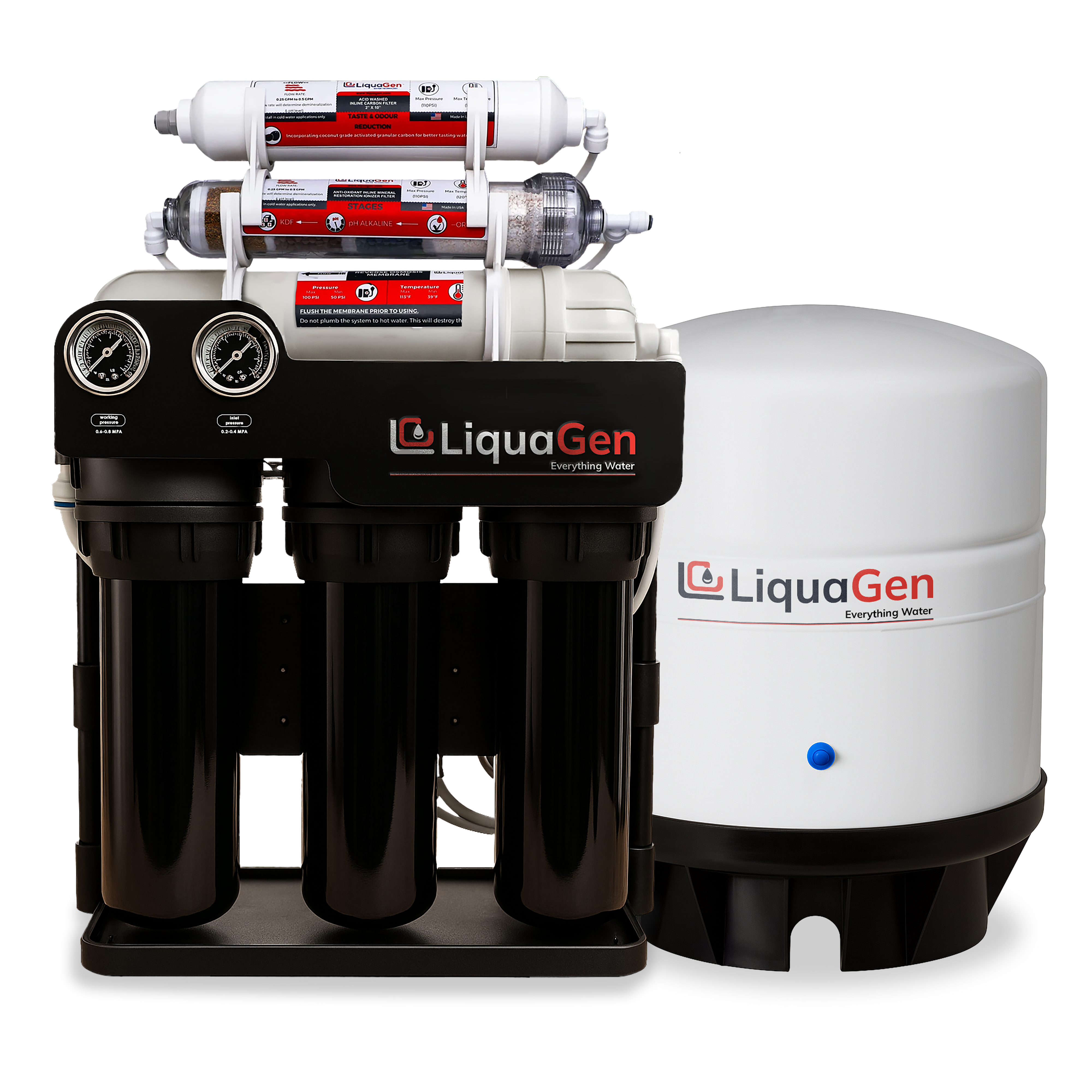 Light Commercial Grade Reverse Osmosis Water Filtration System 400 GPD | 6 Stage RO + Booster Pump - LiquaGen Water