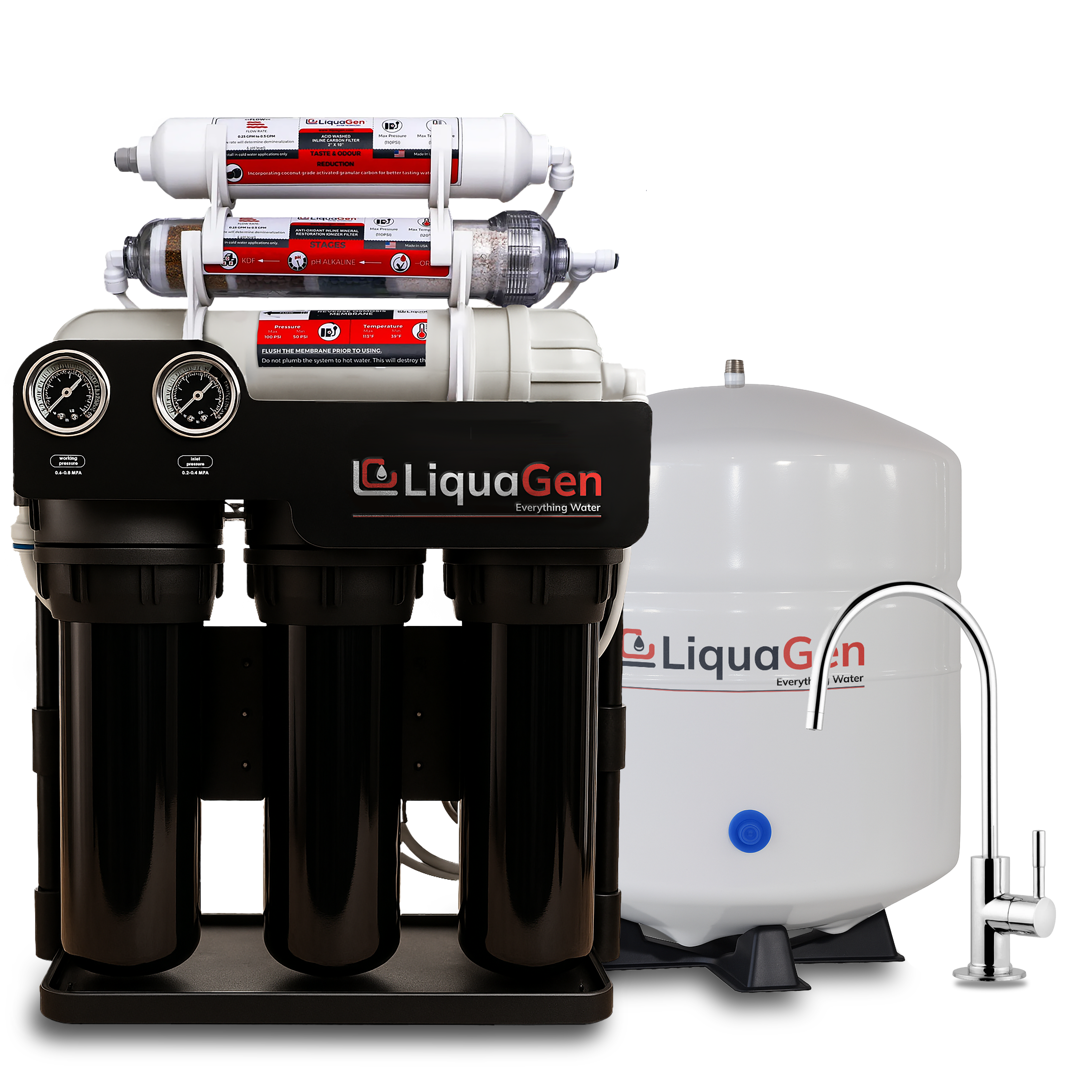 Light Commercial Grade Reverse Osmosis Water Filtration System 400 GPD | 6 Stage RO + Booster Pump - LiquaGen Water