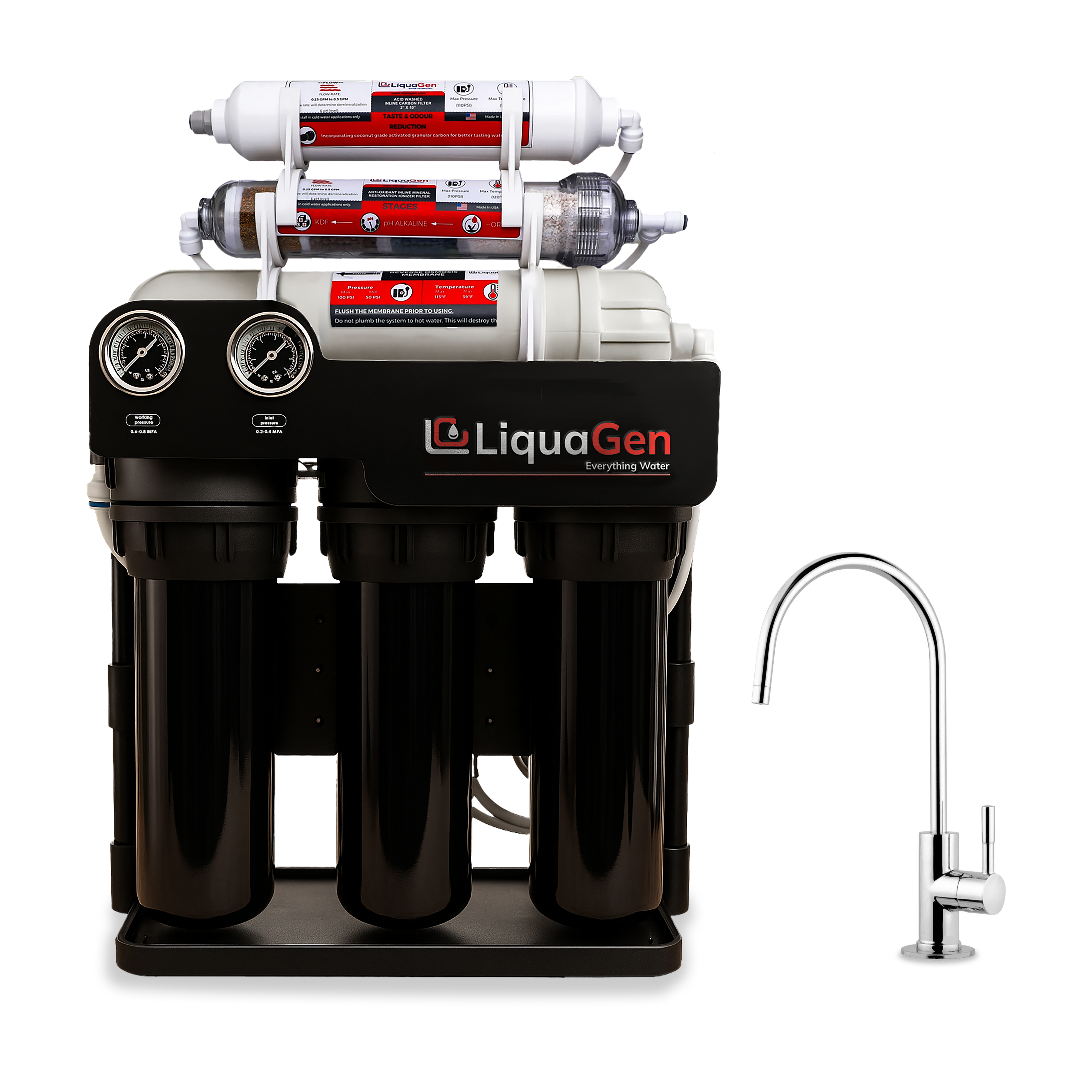 Light Commercial Grade Reverse Osmosis Water Filtration System 400 GPD | 6 Stage RO + Booster Pump - LiquaGen Water