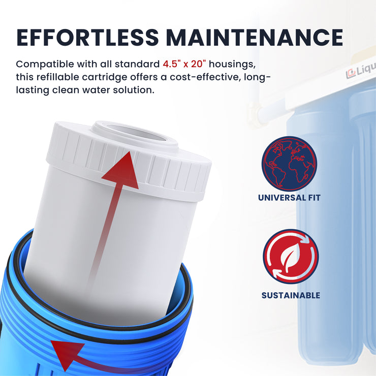 4.5" x 20"Catalytic Carbon/KDF-85 Filter Cartridge (Chlorine and Chloramine Reduction) - LiquaGen Water