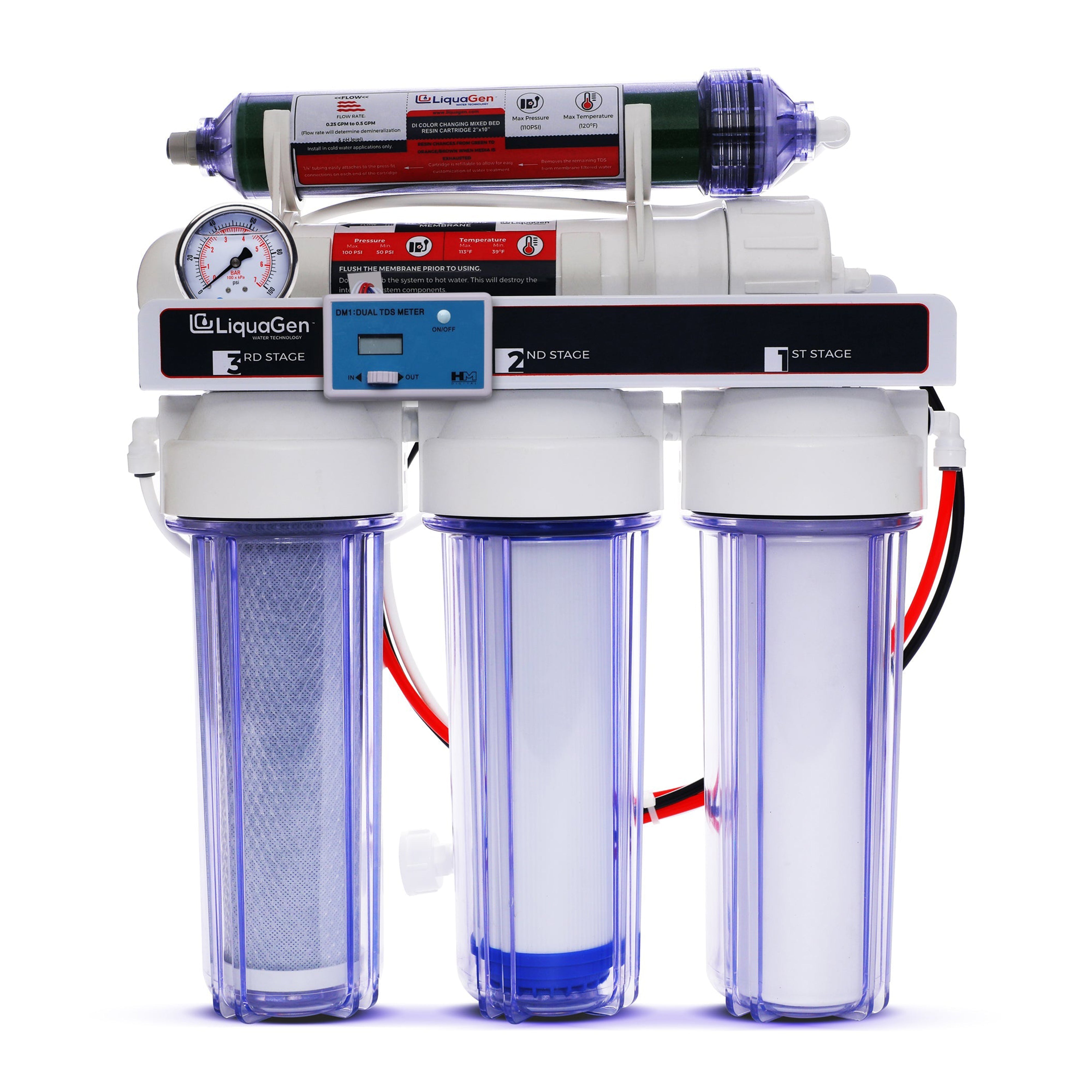 5 Stage Elementary 150 GPD RO/DI System + Gauge & TDS Meter