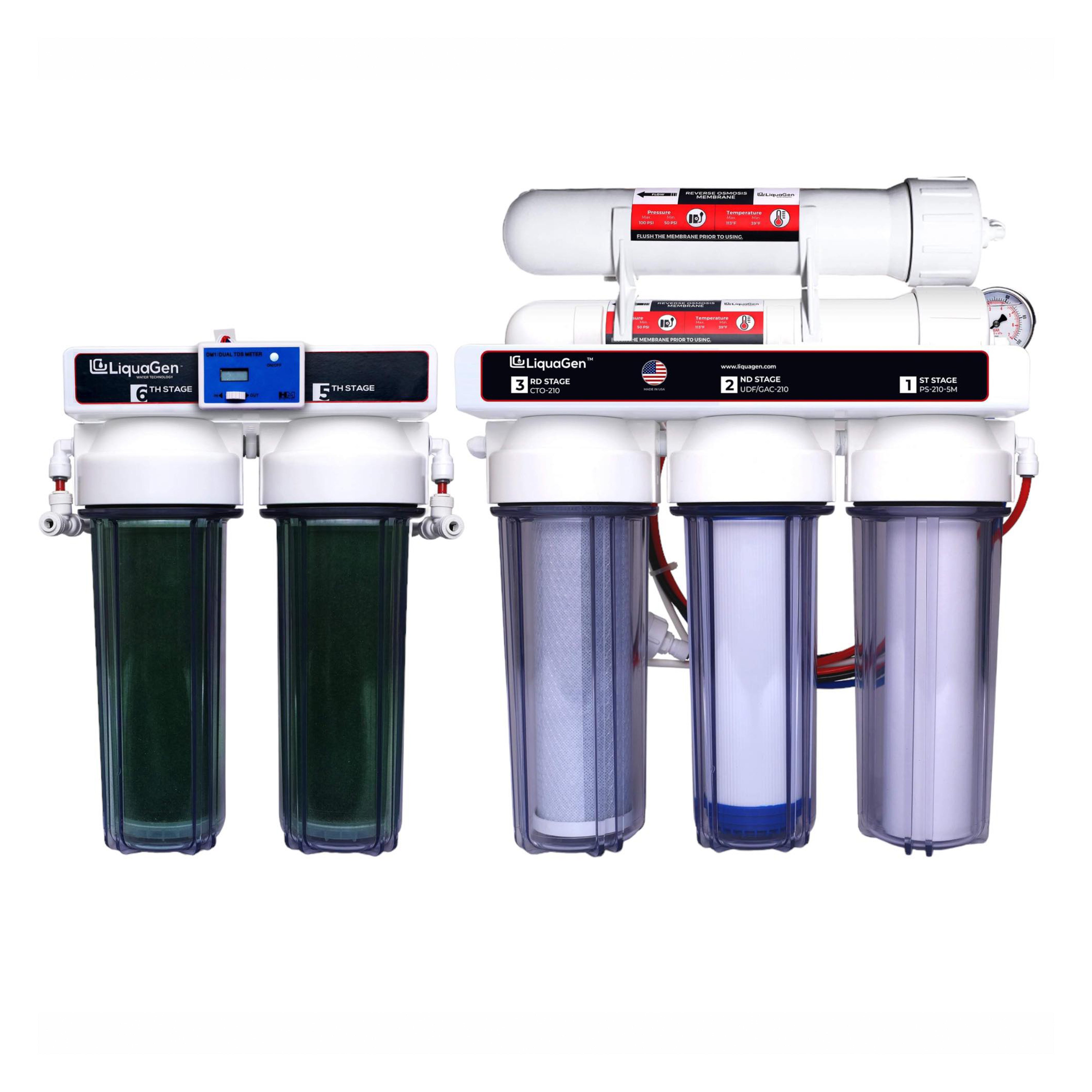 6 Stage Heavy Duty 150 GPD Water Saver RO/DI Water Filter System