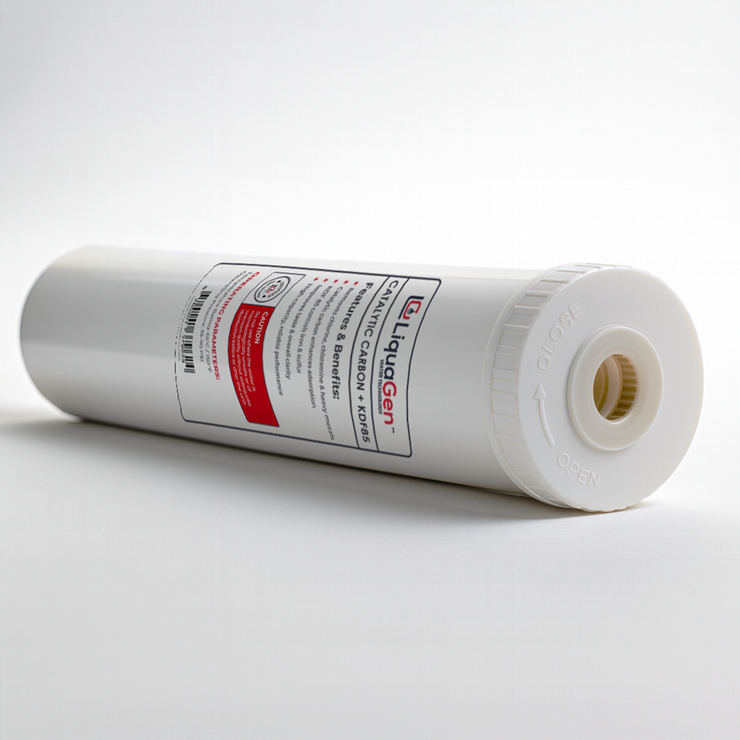 4.5" x 20"Catalytic Carbon/KDF-85 Filter Cartridge (Chlorine and Chloramine Reduction) - LiquaGen Water