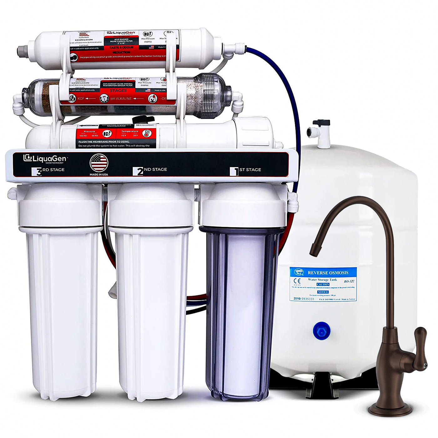 6 Stage Anti-oxidant Under-Sink Drinking Water Filter System w/ pH Alkaline , -ORP - LiquaGen Water