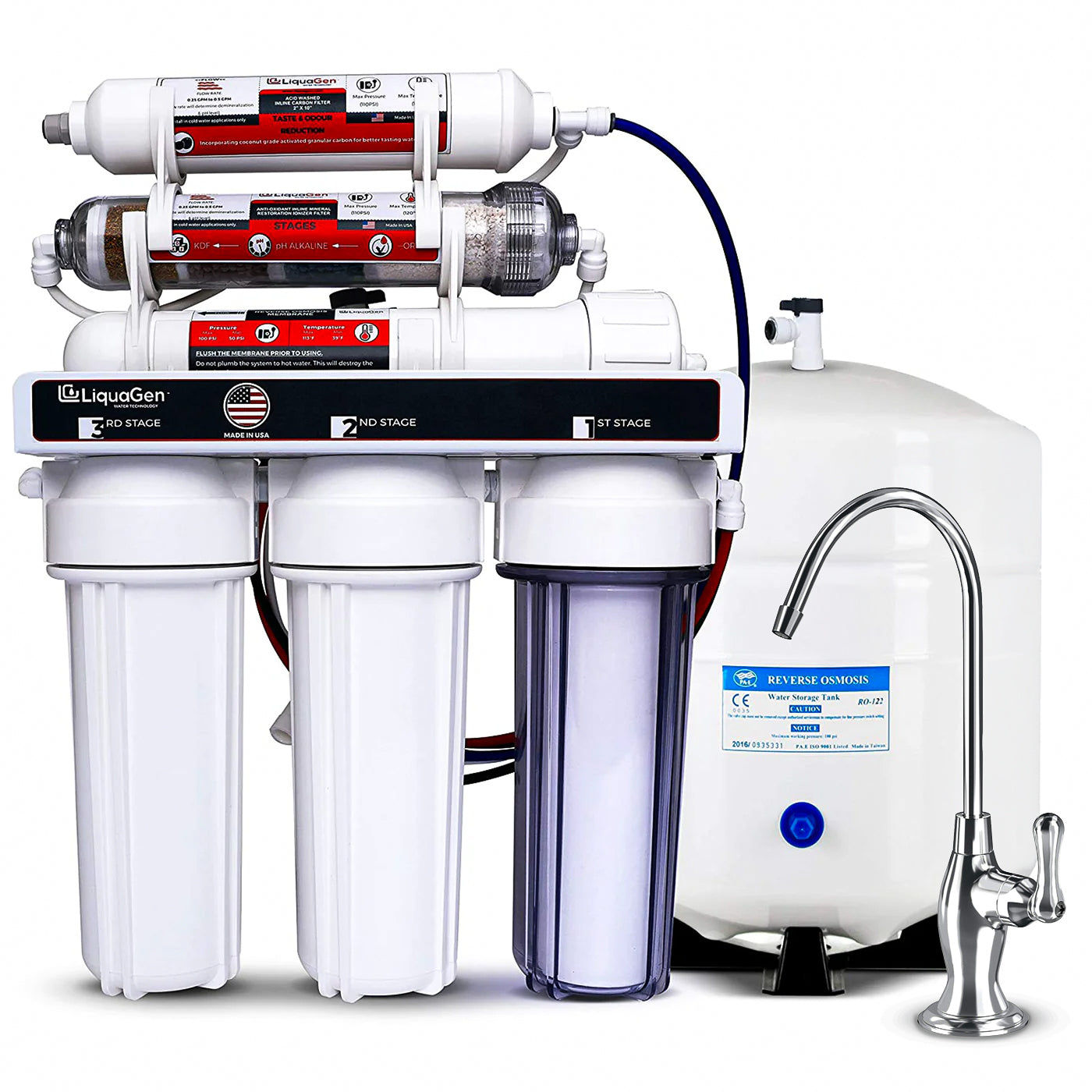 6 Stage Anti-oxidant Under-Sink Drinking Water Filter System w/ pH Alkaline , -ORP