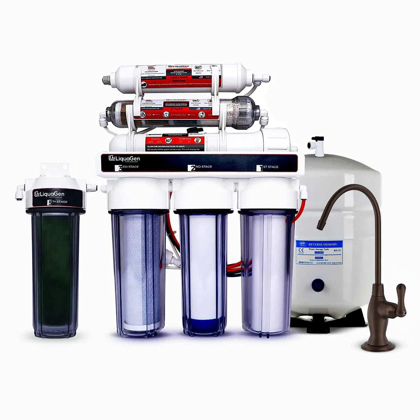 7 Stage Under-Sink RODI + Anti-oxidant, pH Booster, -ORP Drinking Water Filter System - 150 GPD