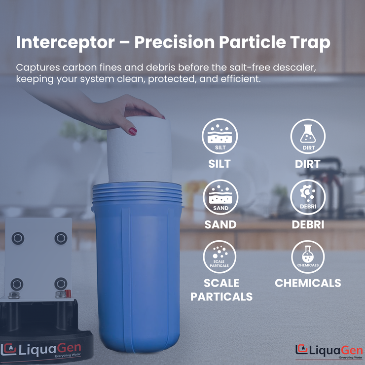 Salt-Free Water Conditioner & Descaler with Copper Zinc Filtration + Interceptor