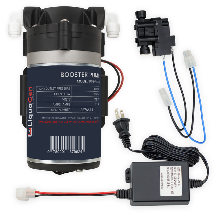1/4" Reverse Osmosis Booster Pump Kit - Up to 200 GPD - LiquaGen Water