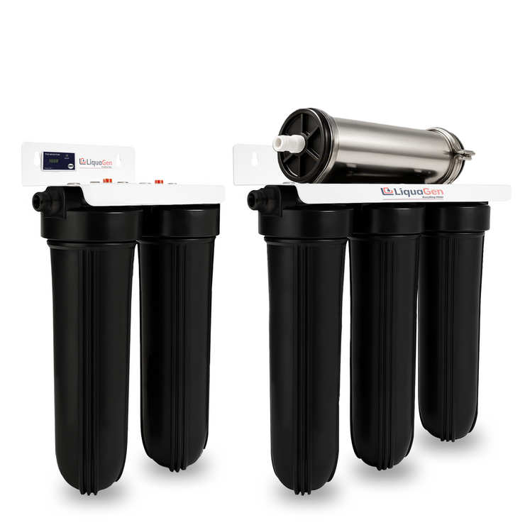 Commercial Hydroponics RO/DI System 600 GPD 4.5"x20" | 6 Stage Filtration