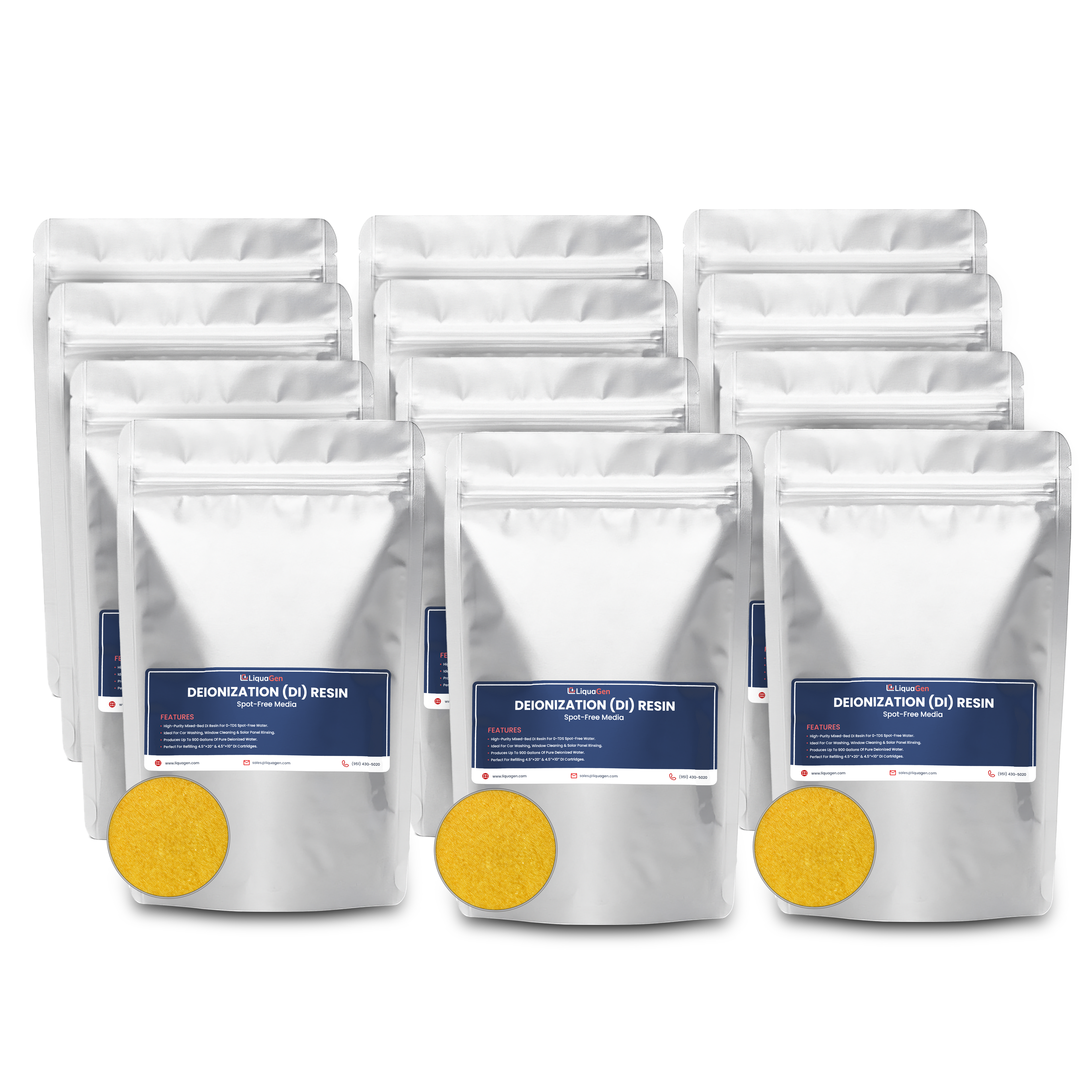 12-Bag Spot-Free Rinse Resin Refill Pack – For 2 Stage 4.5" x 10" Cartridges, 900 Gallons (6 Refills)