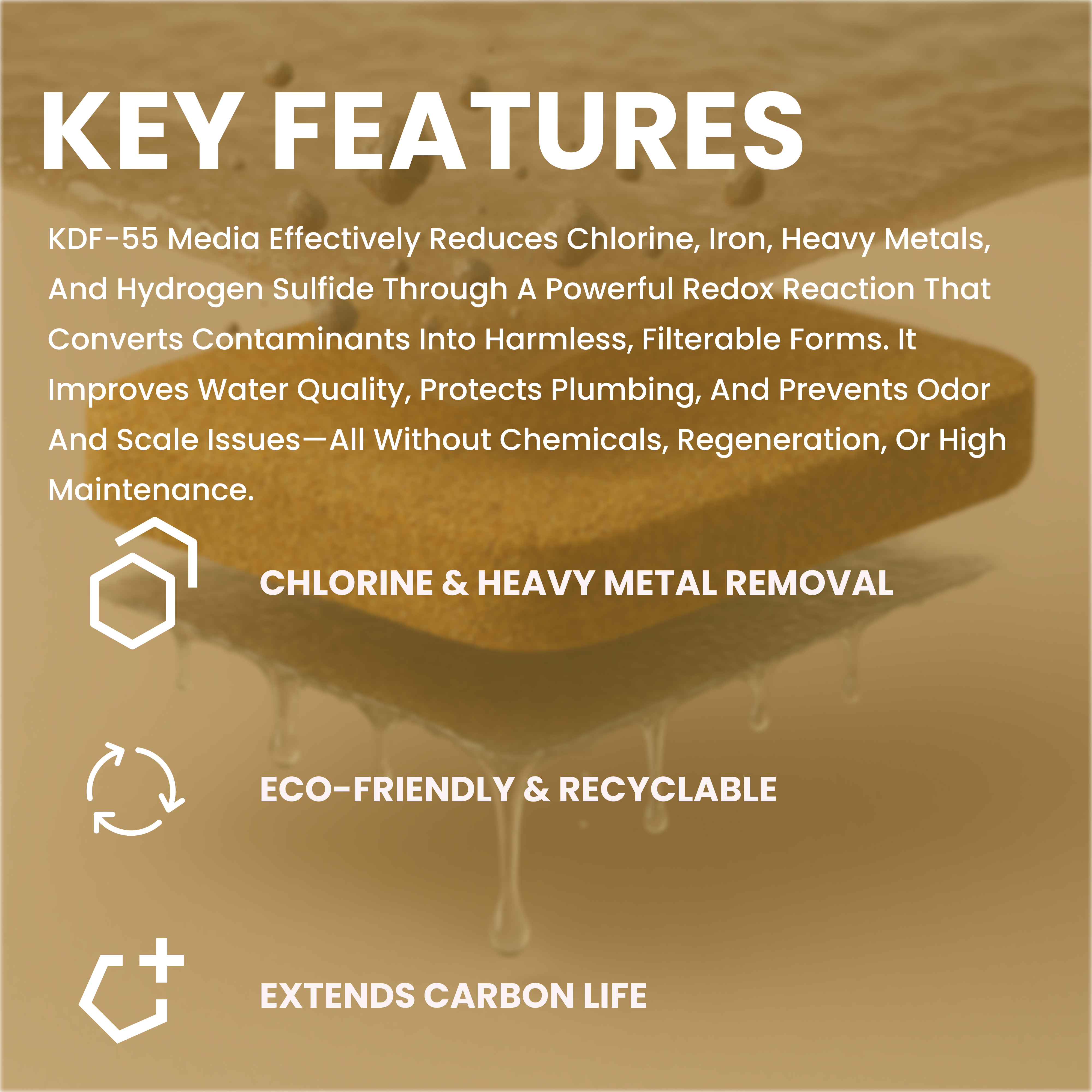 KDF 55 Filter Media – 50 lbs Copper-Zinc Redox Granules for Chlorine, Iron, Heavy Metals & Bacteria Removal