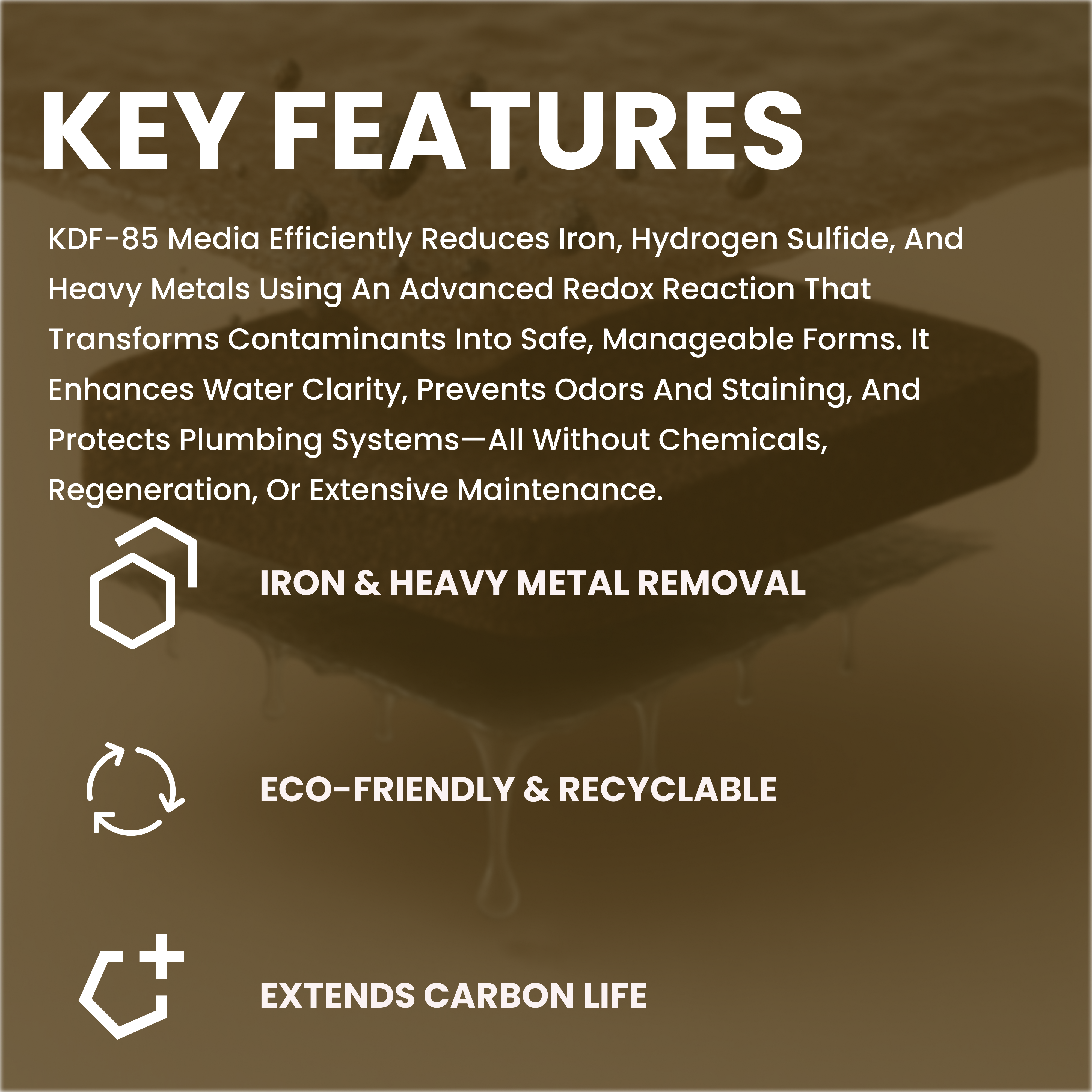 KDF 85 Filter Media – 50 lbs Copper-Zinc Redox Granules for Iron, Sulfur Odor, Heavy Metal & Bacteria Removal in Well Water Systems