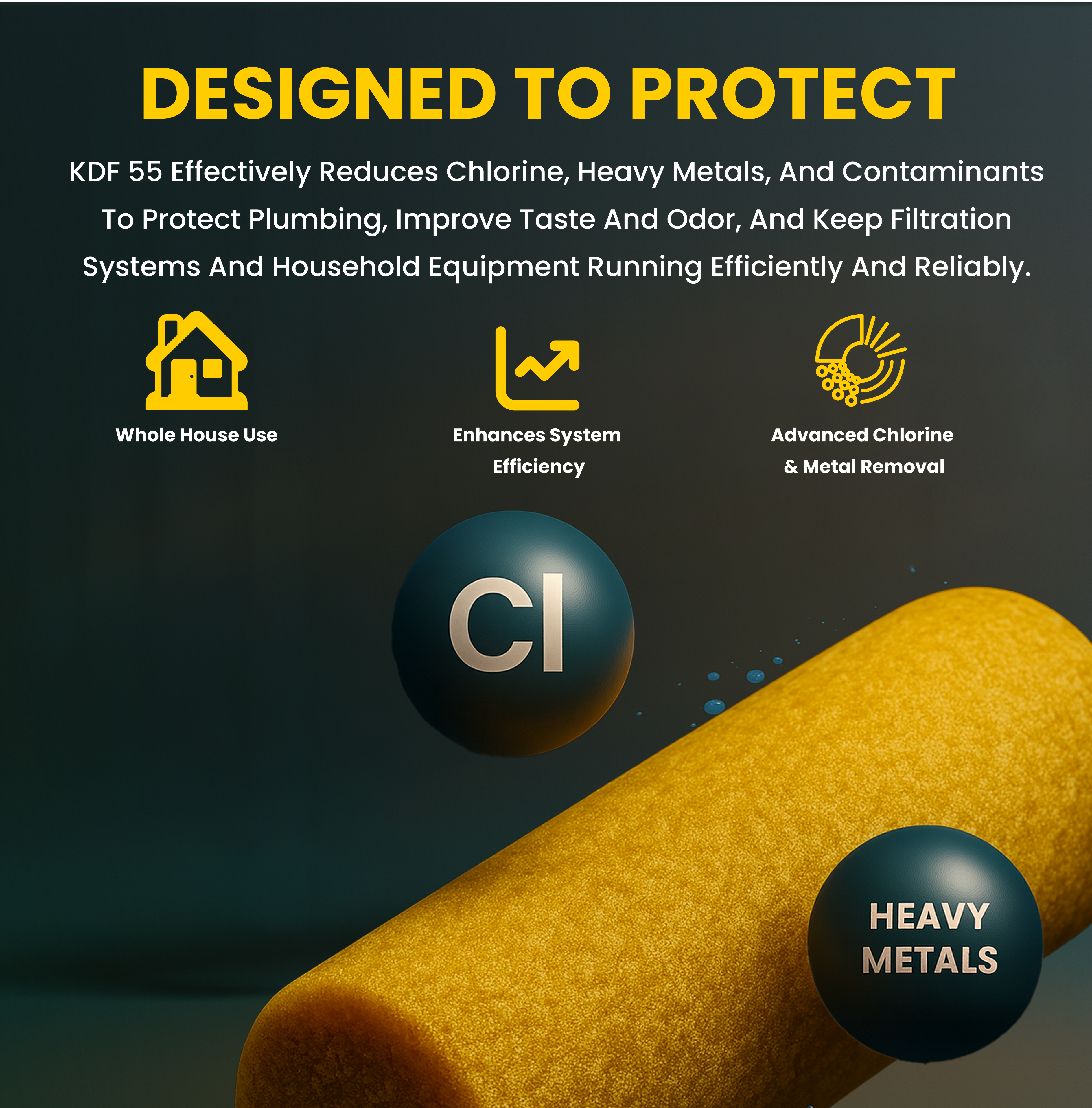 KDF 55 Filter Media – 2 lbs Copper-Zinc Redox Granules for Chlorine, Iron, Heavy Metals & Bacteria Removal