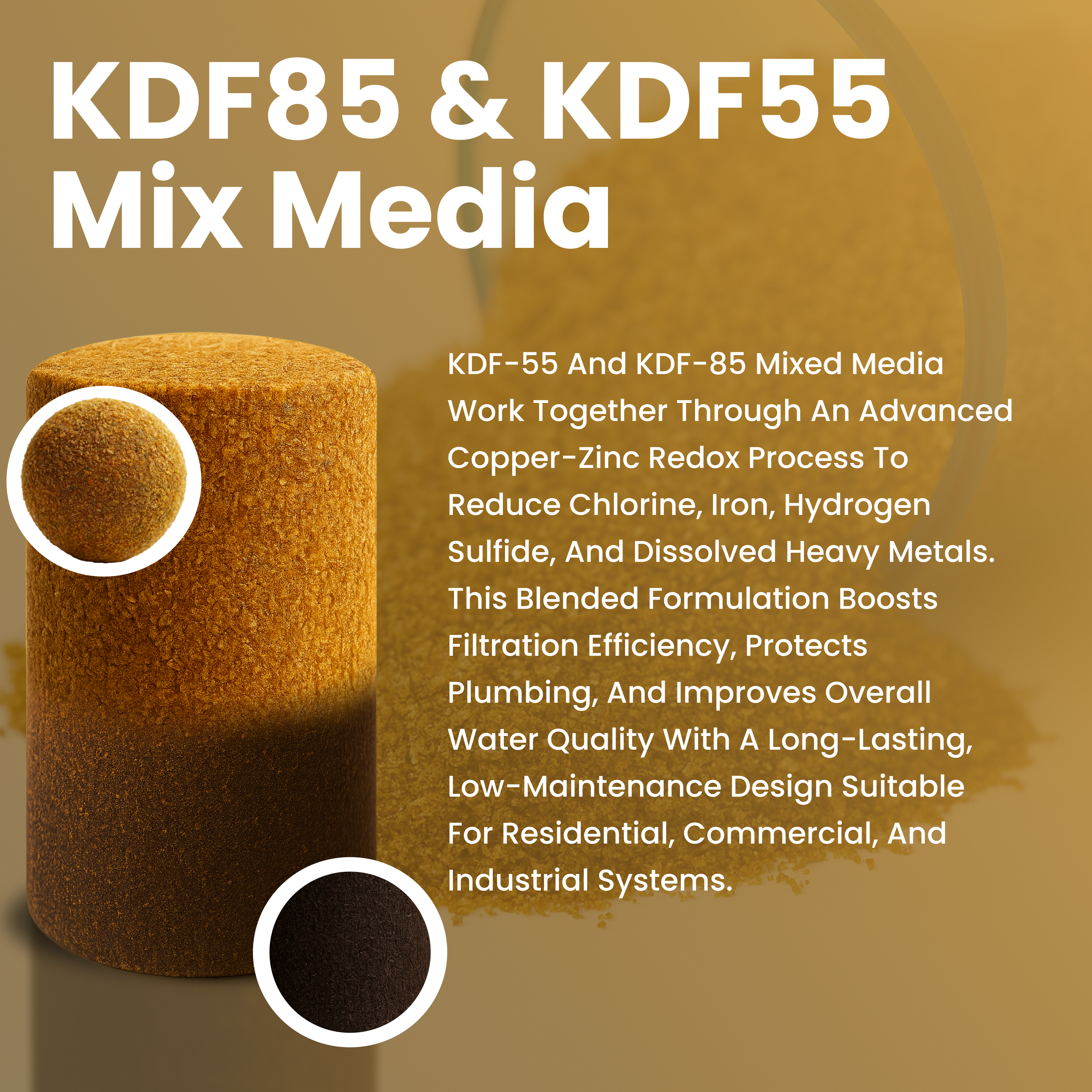 KDF 85 (2 lbs) + KDF 55 (2 lbs) Filtration Media Blend – Reduces Sulfur, Iron, Chlorine & Heavy Metals