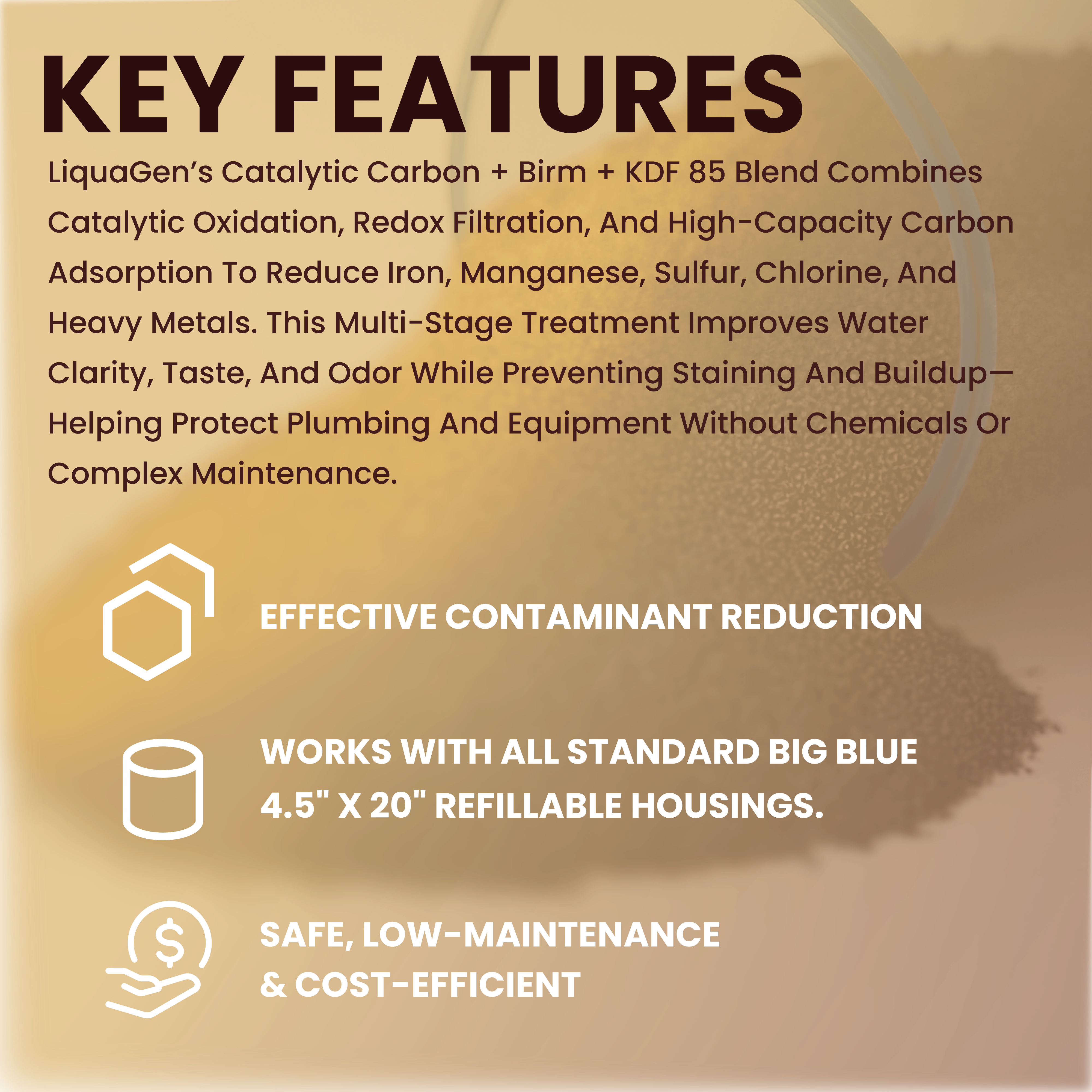 GAC Catalytic Carbon + Birm with KDF 85 Media – 5 lbs Iron, Hydrogen Sulfide & Manganese Reduction Filter Media