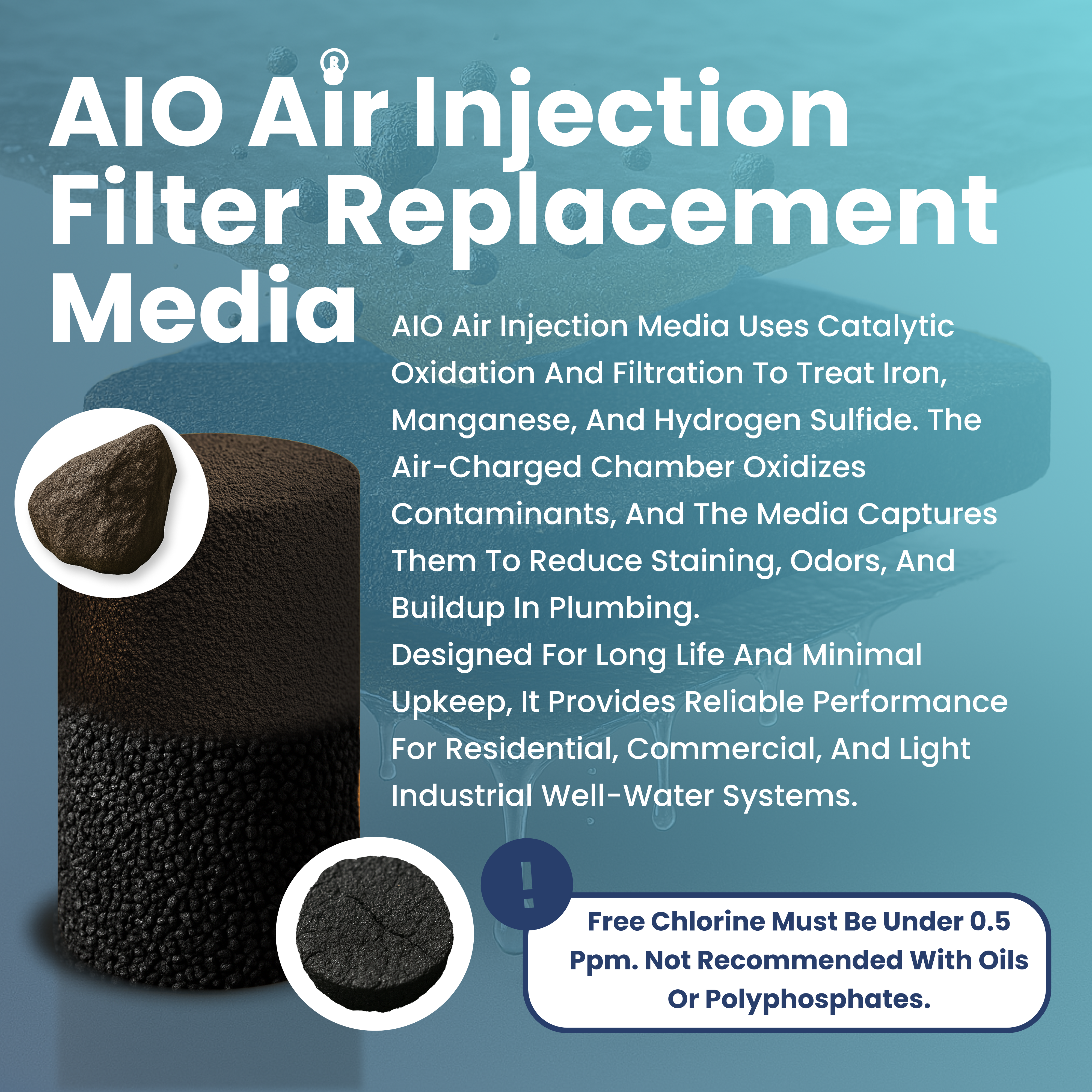 AIO Air Injection Filter Replacement – 1 Cu. Ft. Media for Iron & Sulfur Removal
