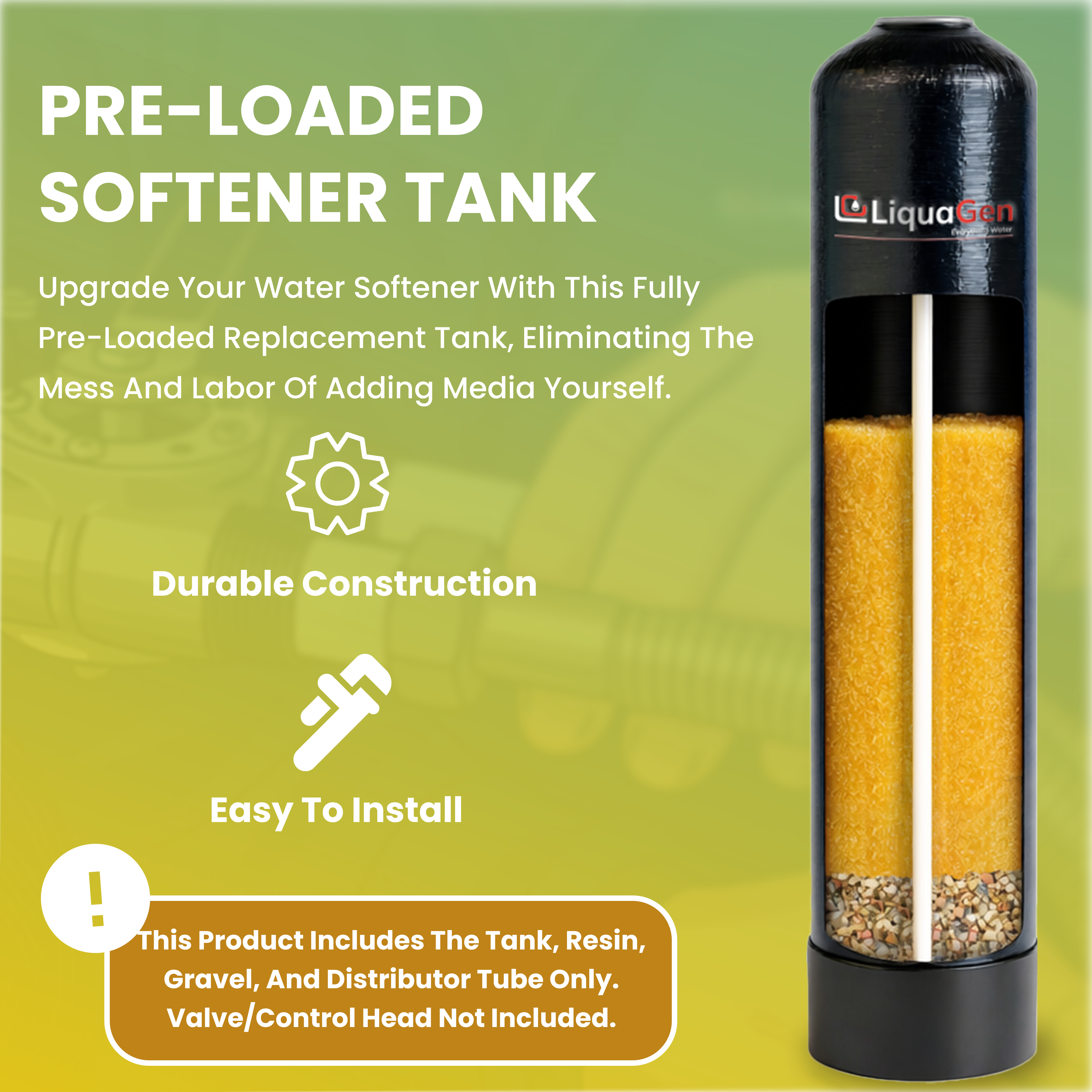 Pre-Loaded Water Softener Tank with Fine Mesh Resin & Riser Tube – Multiple Sizes