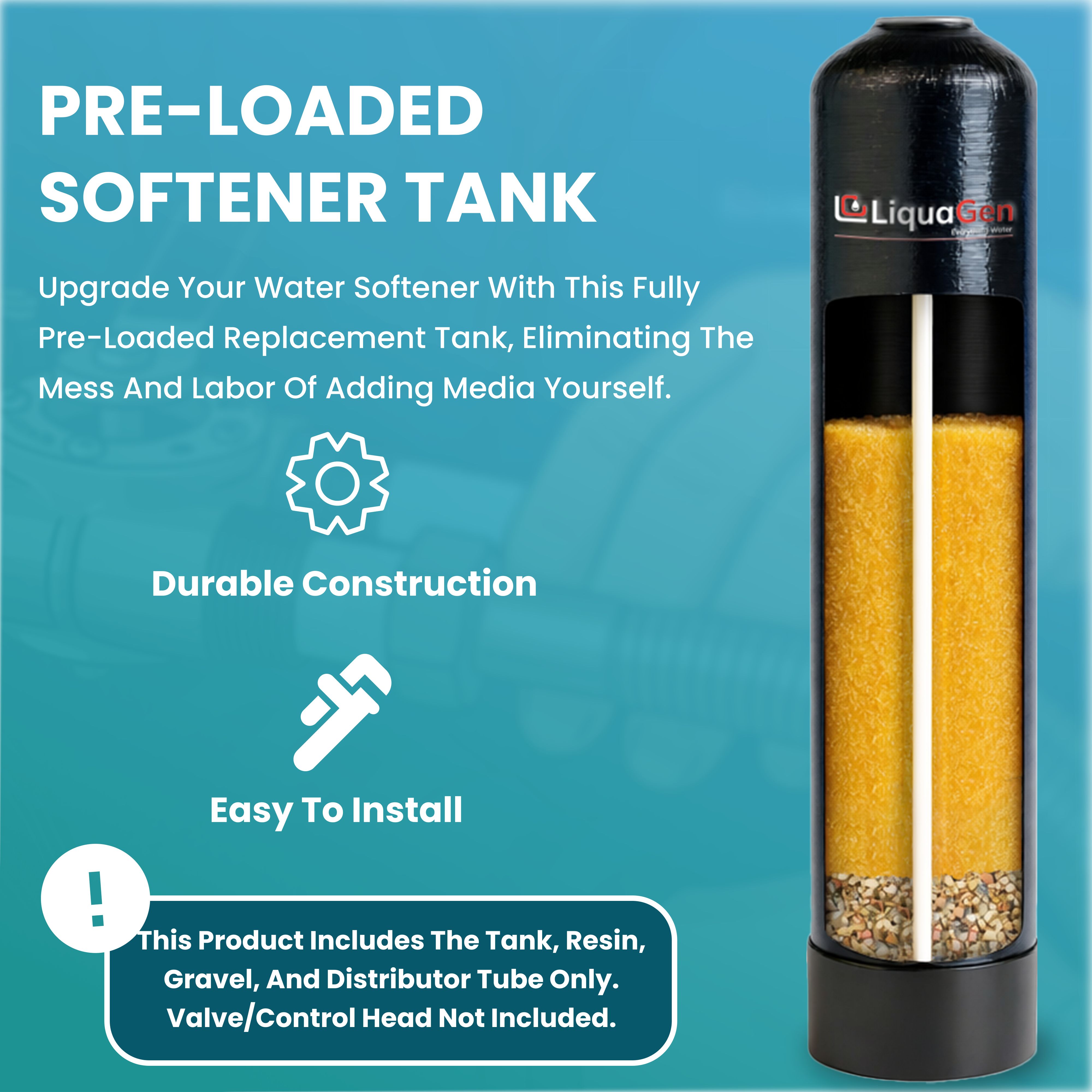Pre-Loaded Water Softener Tank with 10% Cross-Link Resin & Riser Tube – Multiple Sizes