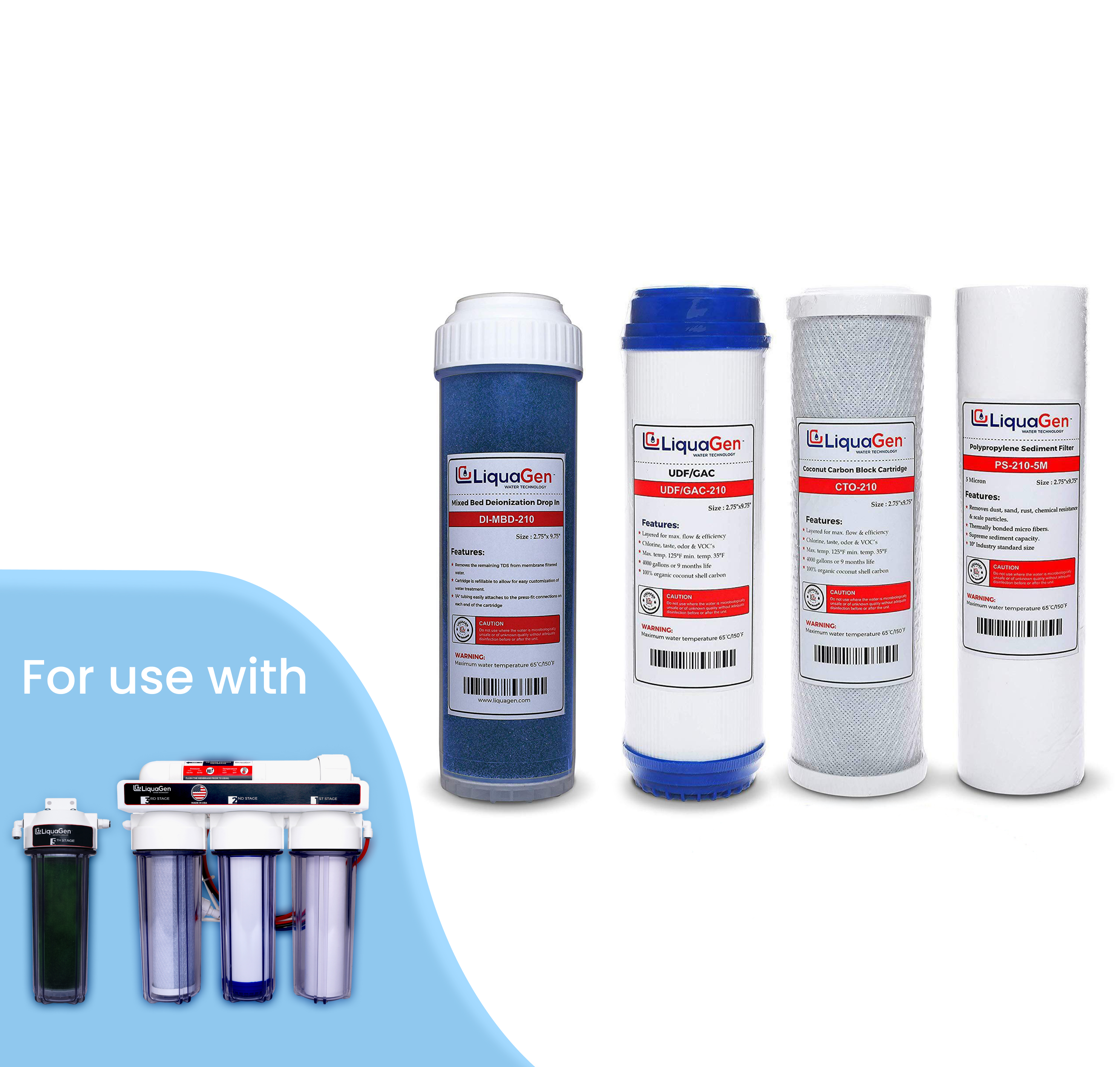 5 Stage RO/DI Drop In DI Canister Replacement Filter Kit (1-OS-100)