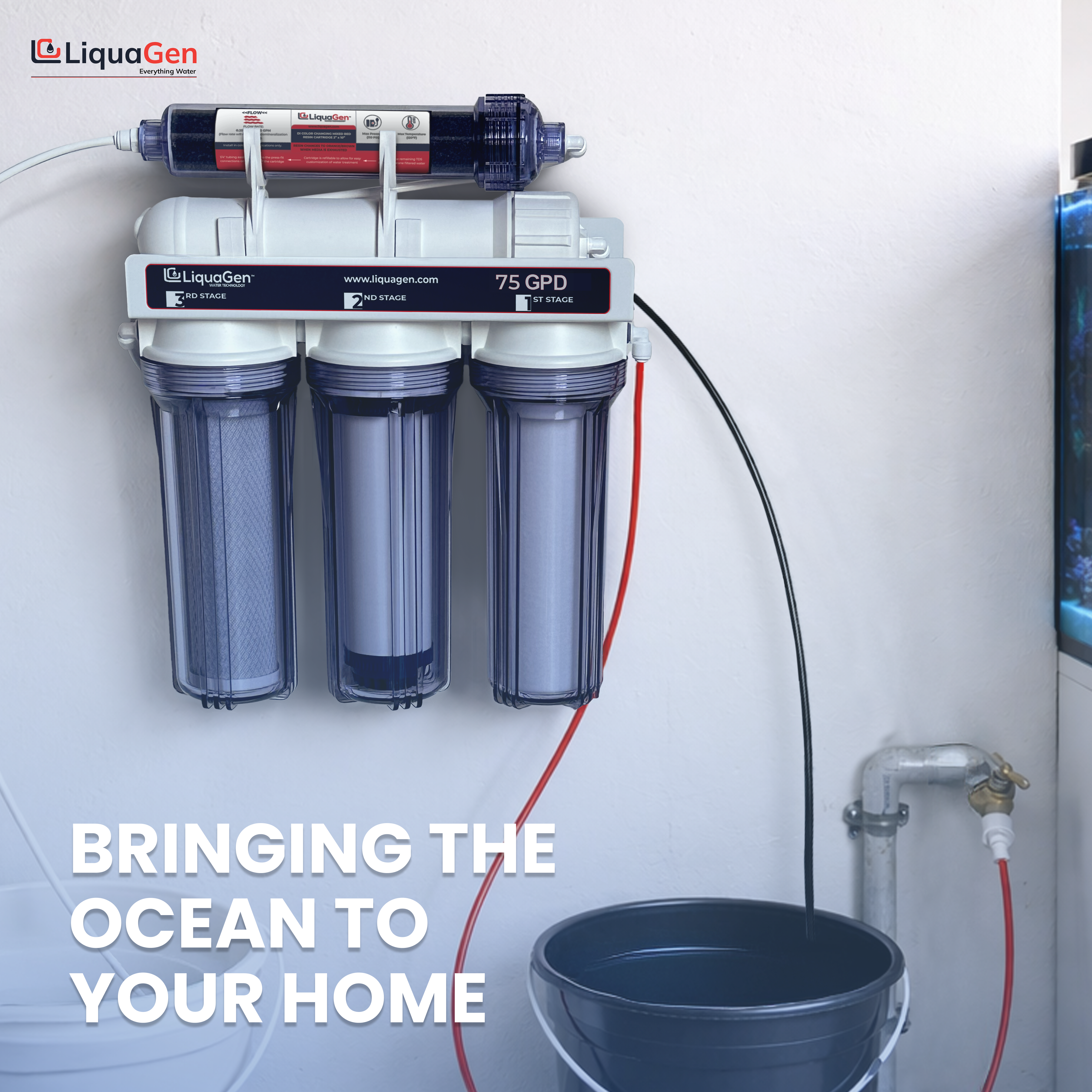 5 Stage Elementary 75 GPD RO/DI Water System - LiquaGen Water