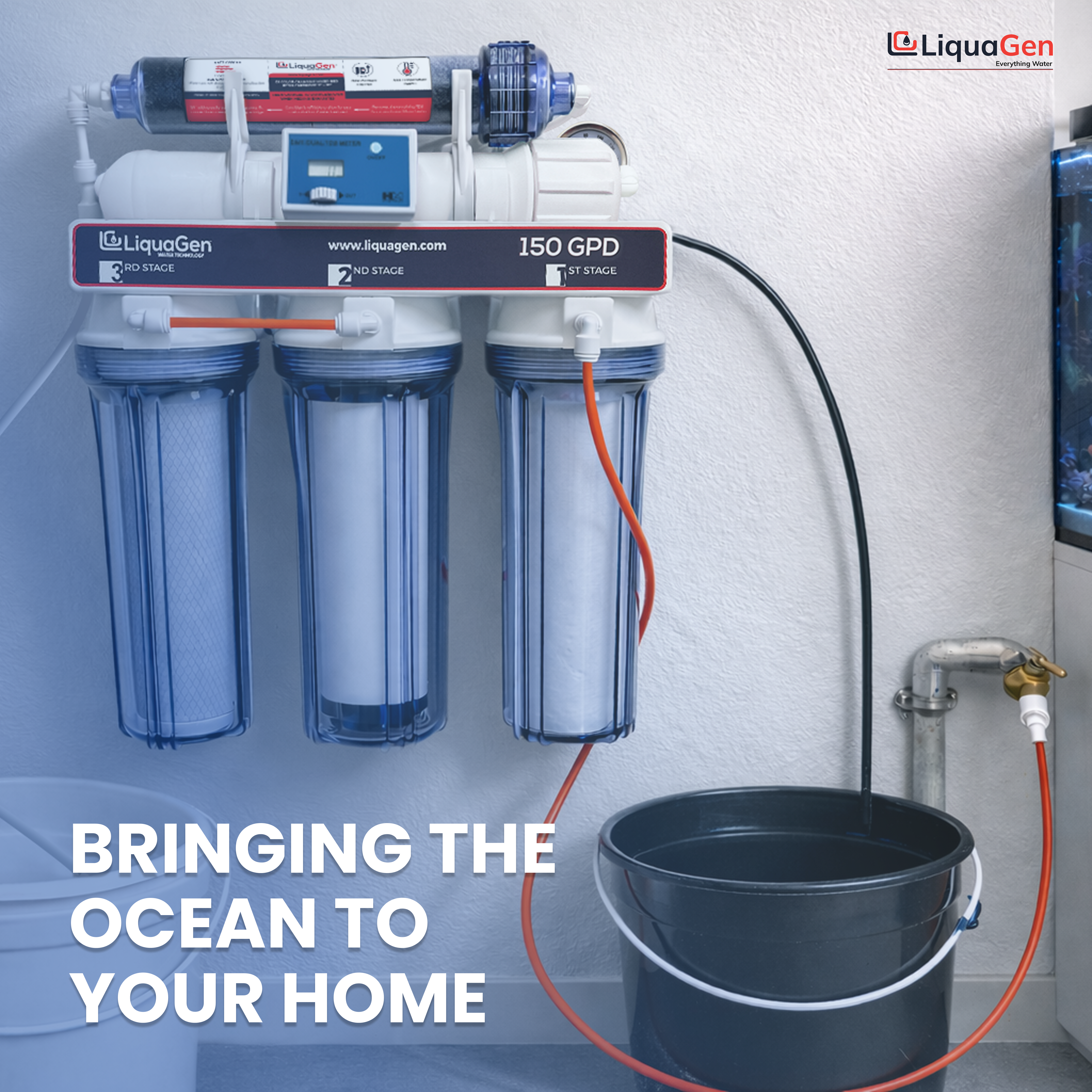 5 Stage Elementary 150 GPD RO/DI System + Gauge & TDS Meter - LiquaGen Water