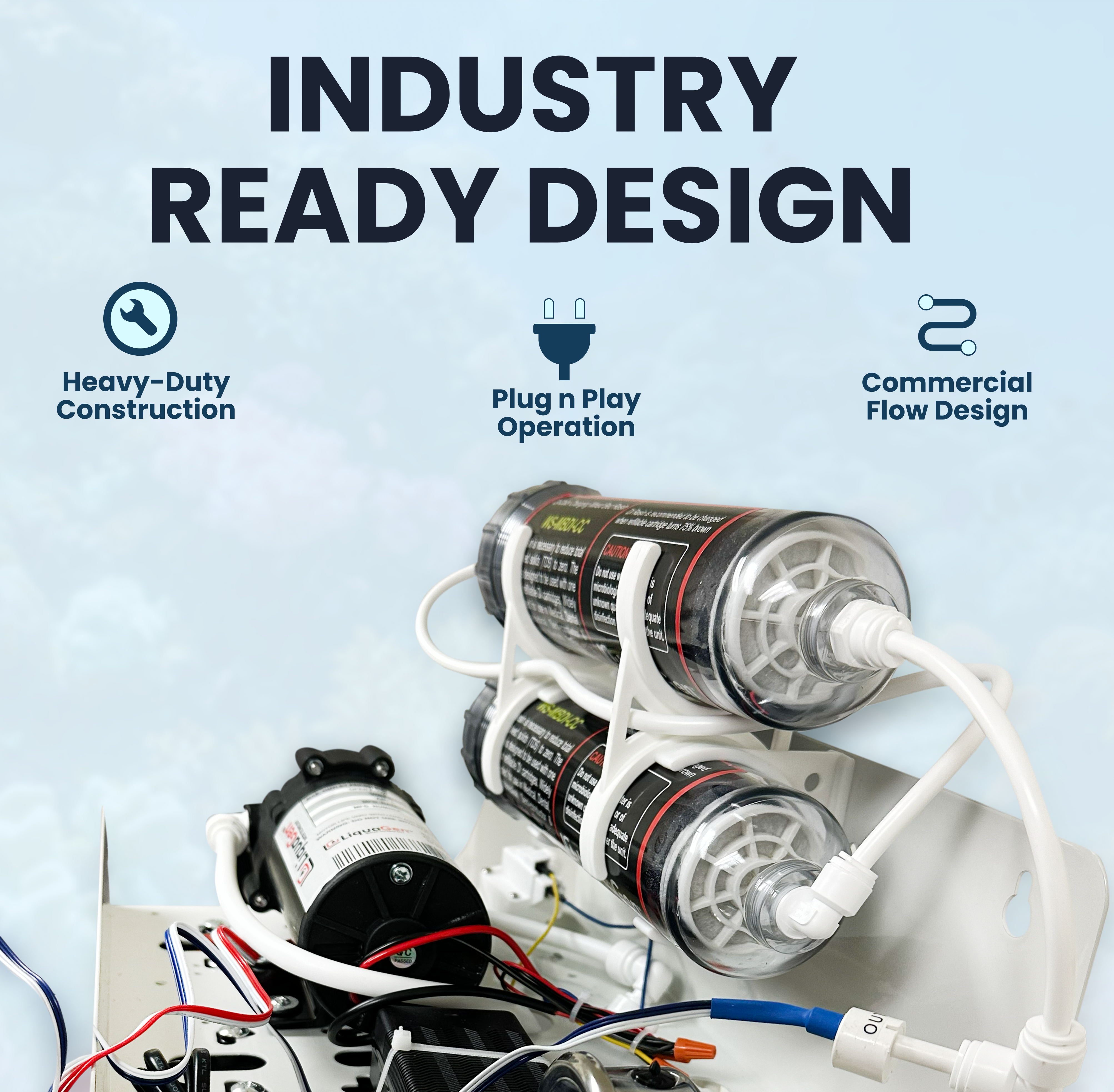 Commercial Grade Reverse Osmosis + Deionization (RO/DI) Water Filtration System - 400 GPD - 0 TDS Booster Pump - LiquaGen Water