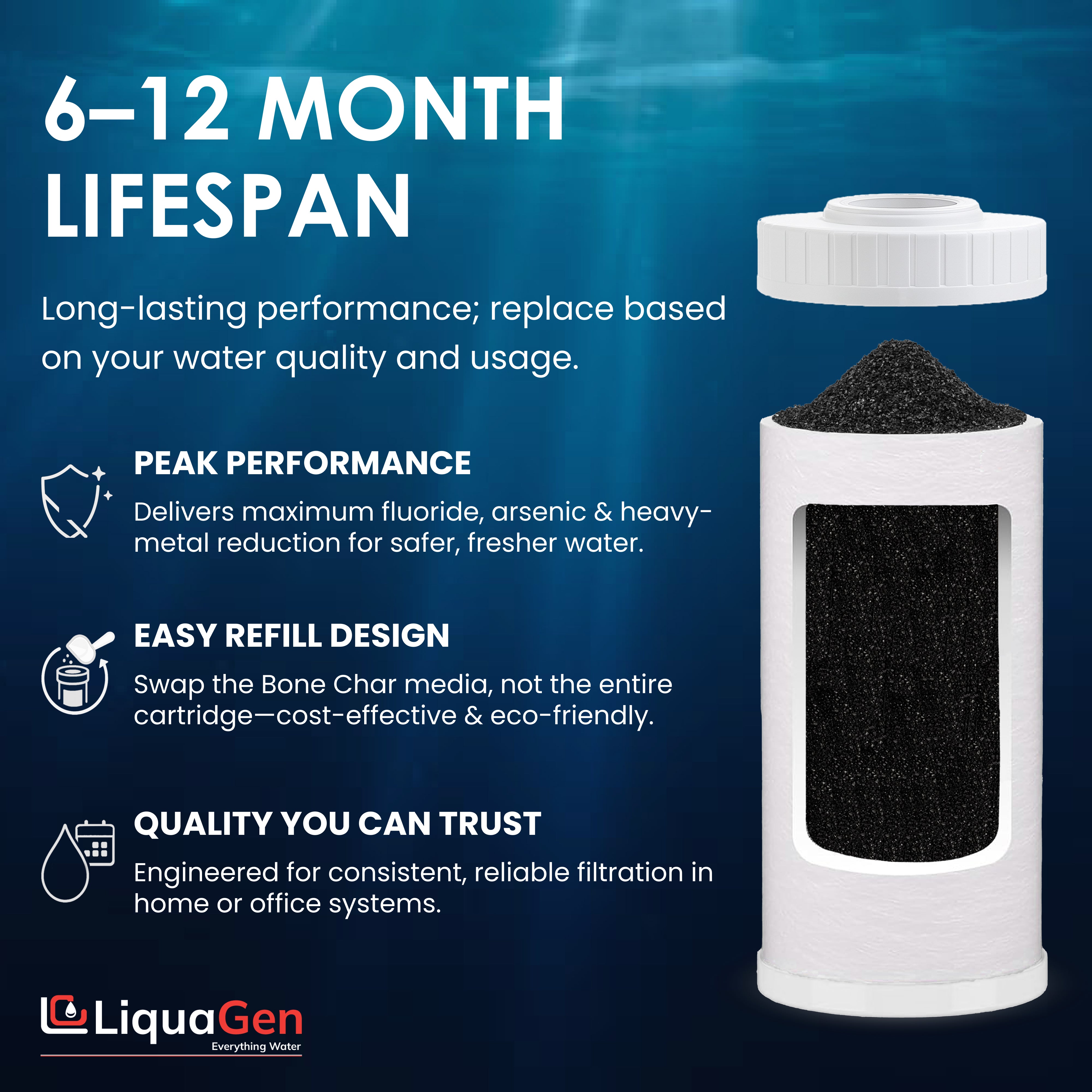 4.5" x 10"  Bone Char Filter Cartridge (Flouride Reduction)