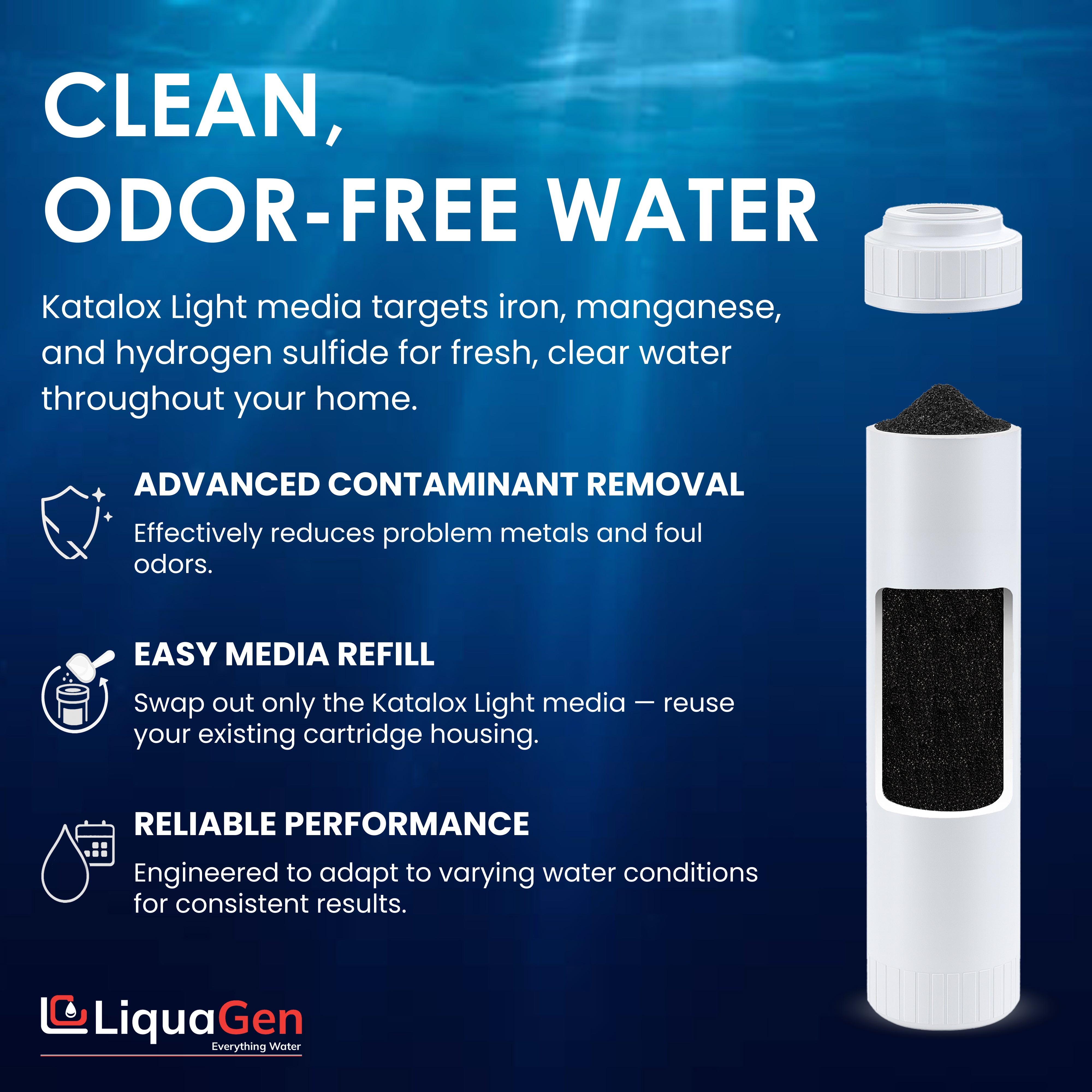 2.5" x 10" Katalox Light Filter Cartridge (Manganese Reduction) - LiquaGen Water