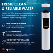 4.5" x 20"  BIRM / KDF 85 Filter Cartridge (Iron, Manganese, Sulfur & Rotten Egg Smell Reduction) - LiquaGen Water