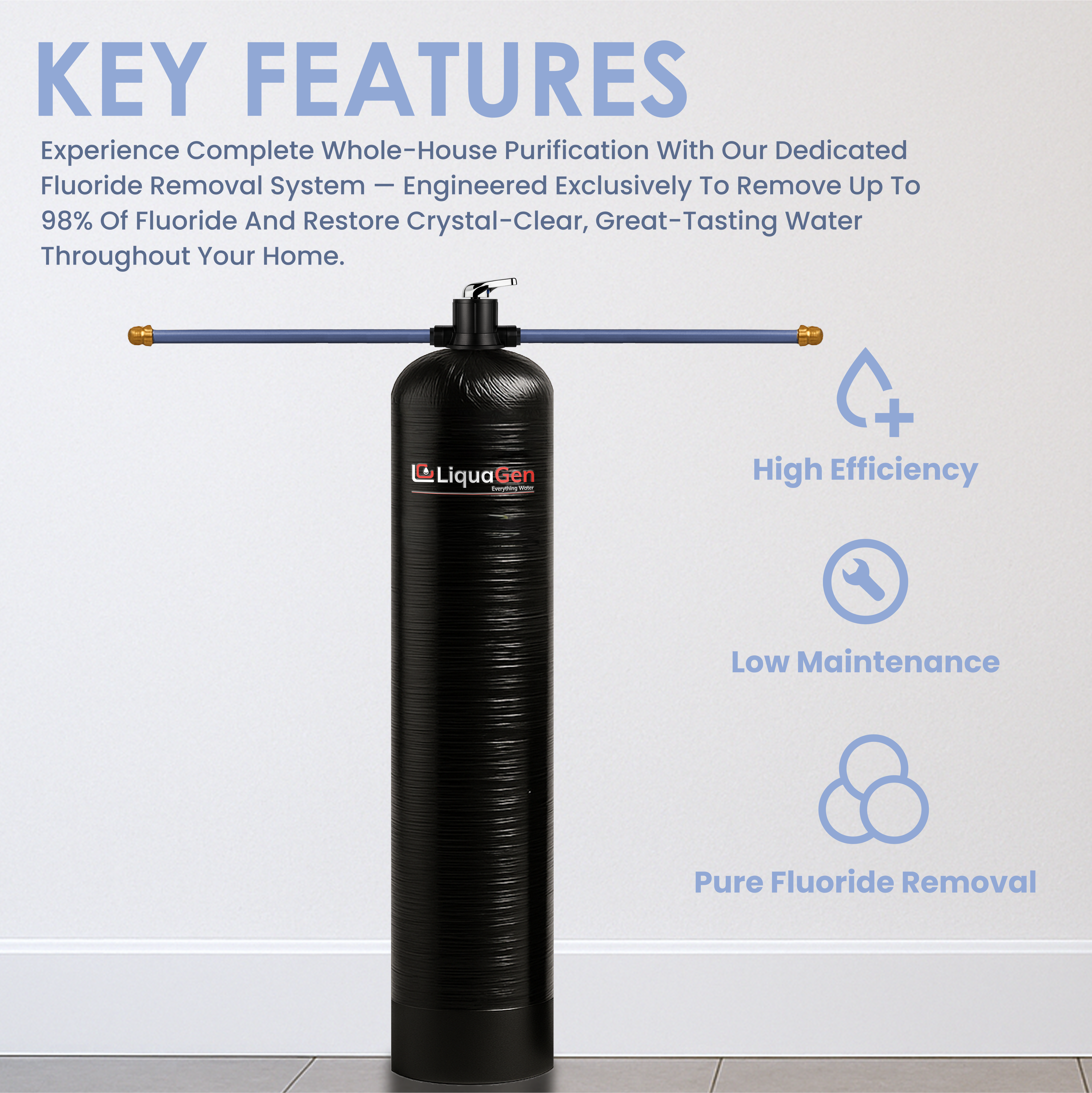 Manual Backwash Fluoride Removal Filter System - LiquaGen Water