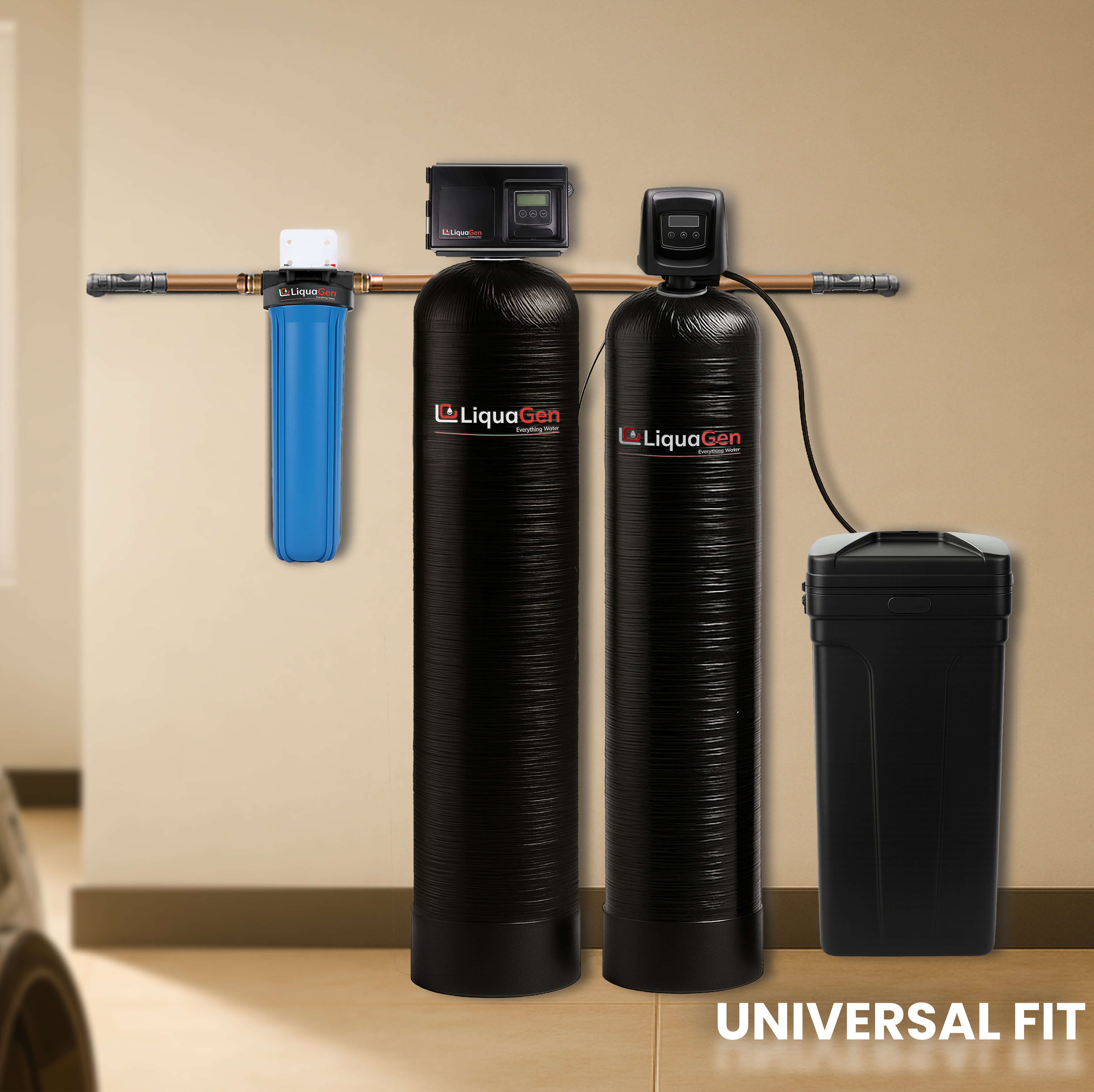 Whole House Well Water Filter + Salt Based Water Softener Combo System