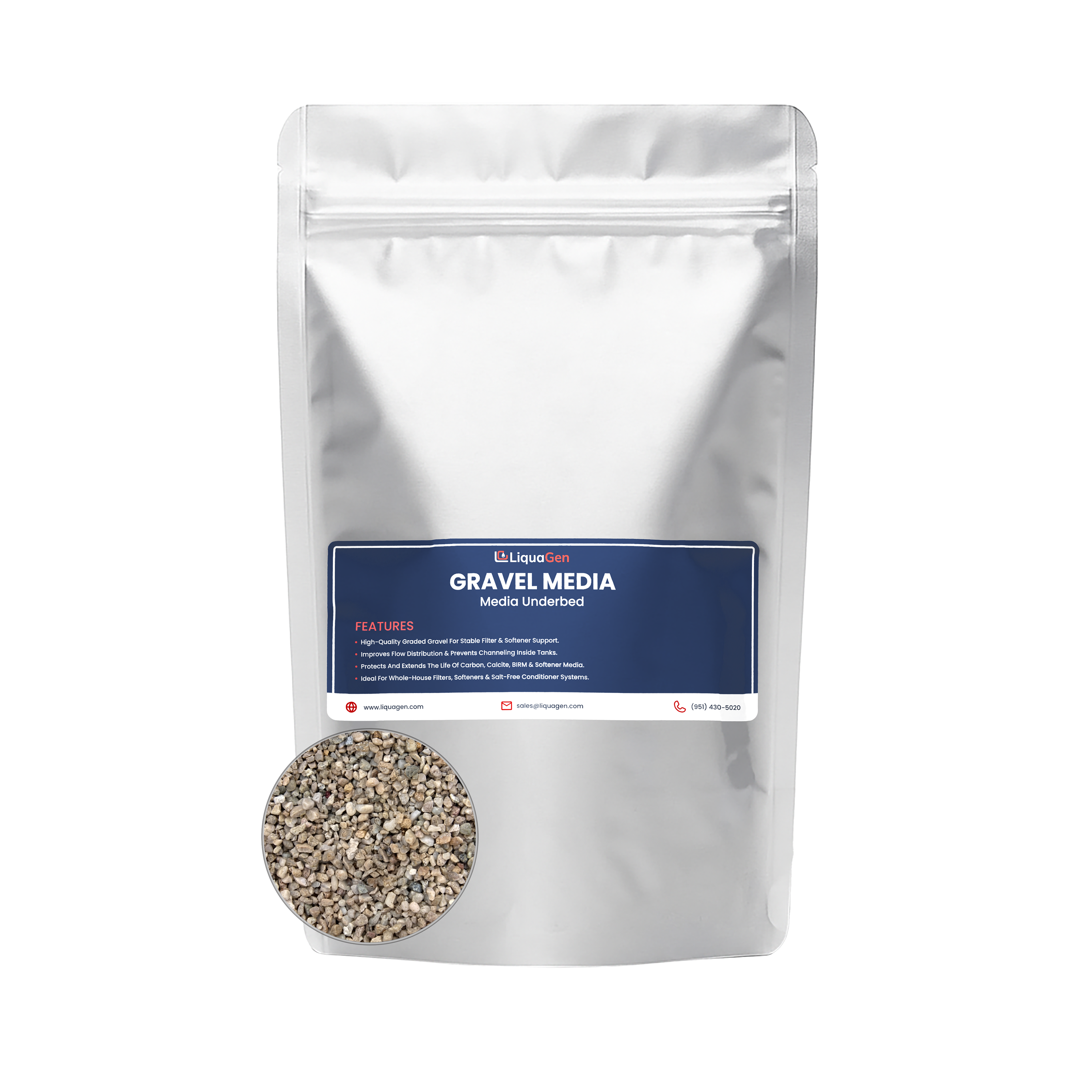 Replacement Gravel Underbed for Water Filters & Softeners – 10, 15, 20 & 50 lbs - LiquaGen Water