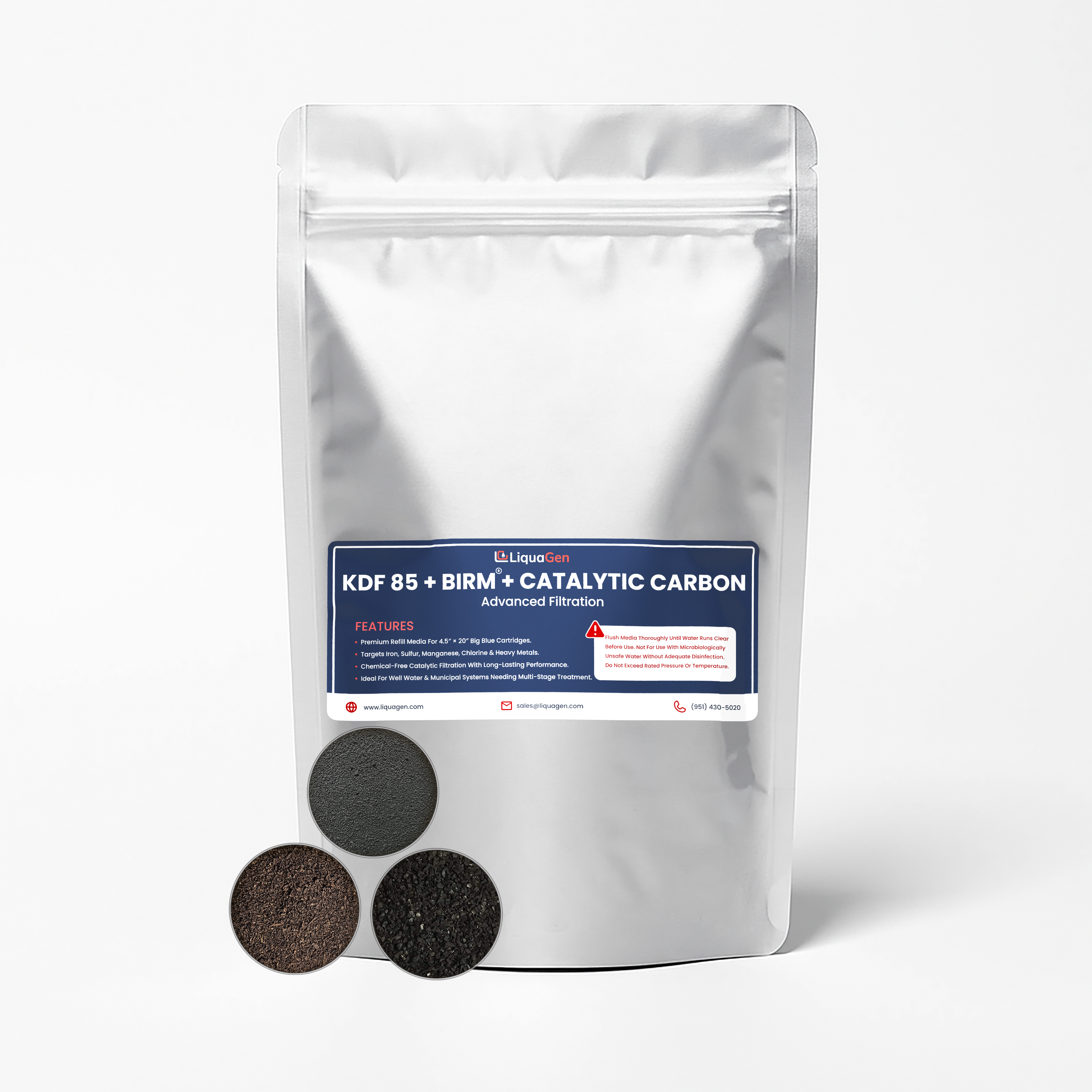 GAC Catalytic Carbon + Birm with KDF 85 Media – 5 lbs Iron, Hydrogen Sulfide & Manganese Reduction Filter Media