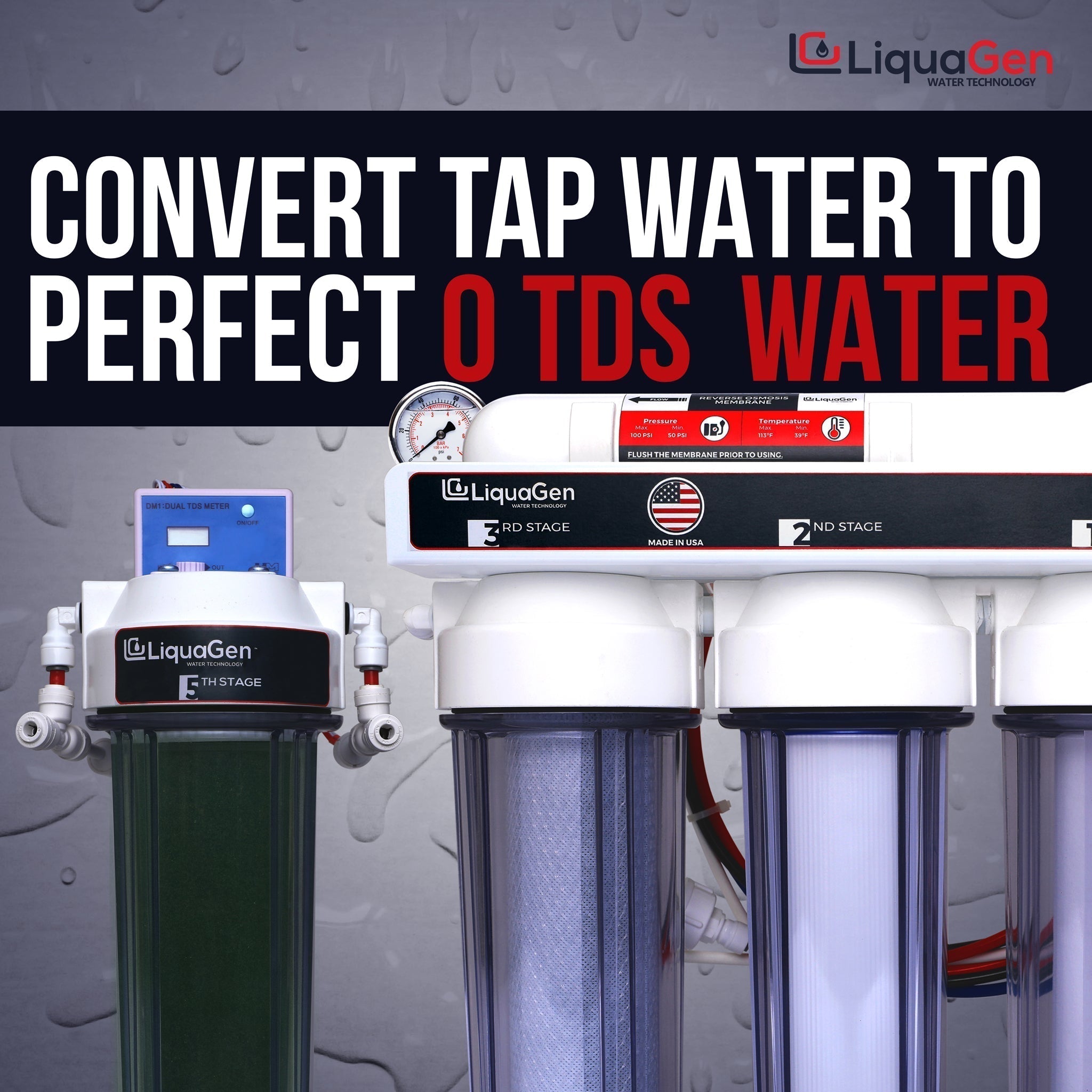 5 Stage Super Flow RO/DI Water Filter System - 100 GPD (1-OS-100) - LiquaGen Water