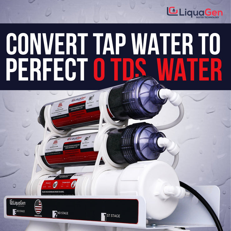 6 Stage RO/DI Water Filter System (2-OT-100) - 100 GPD - LiquaGen Water
