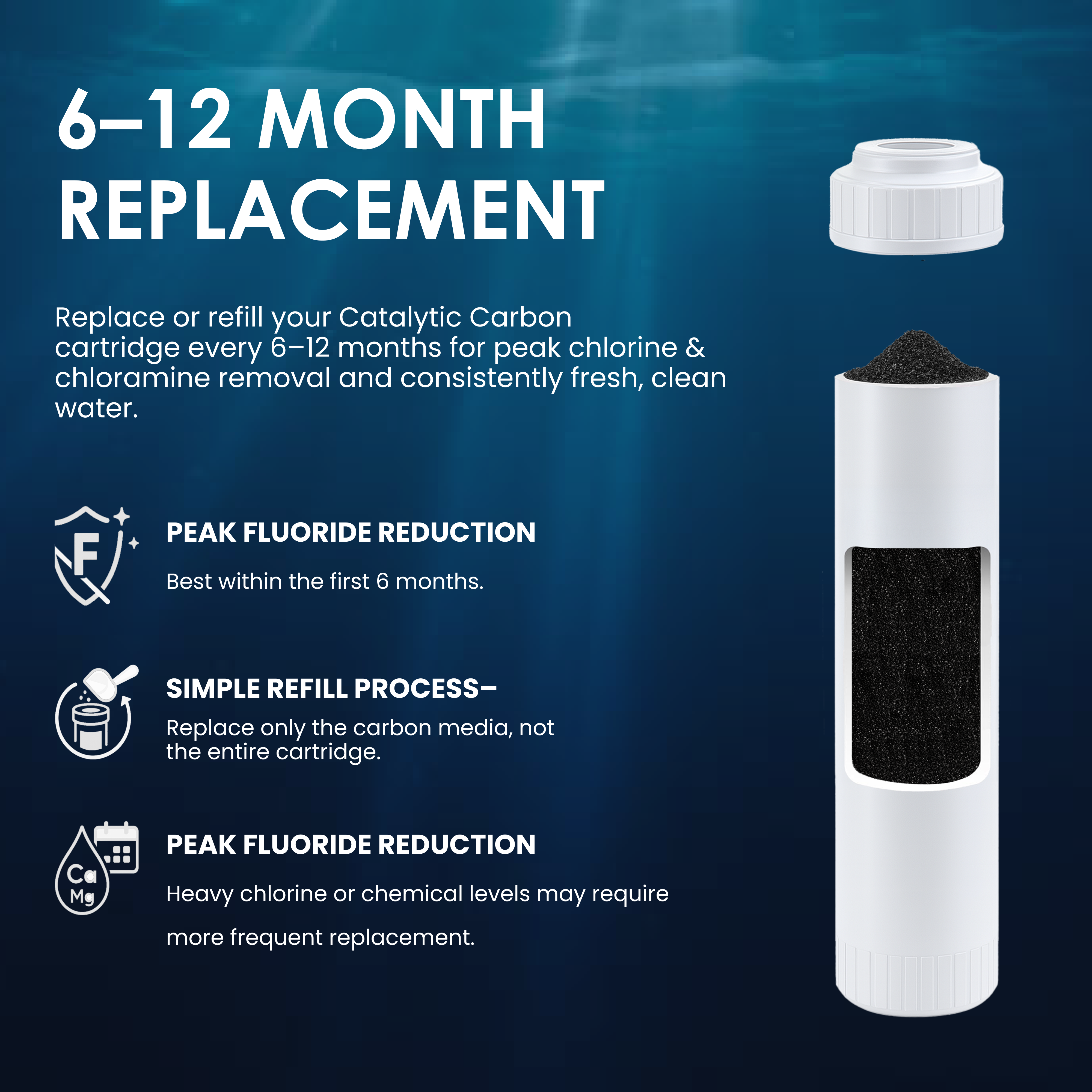 2.5" x 10" Catalytic Carbon Filter Cartridge (Chlorine & Chloramine Reduction)