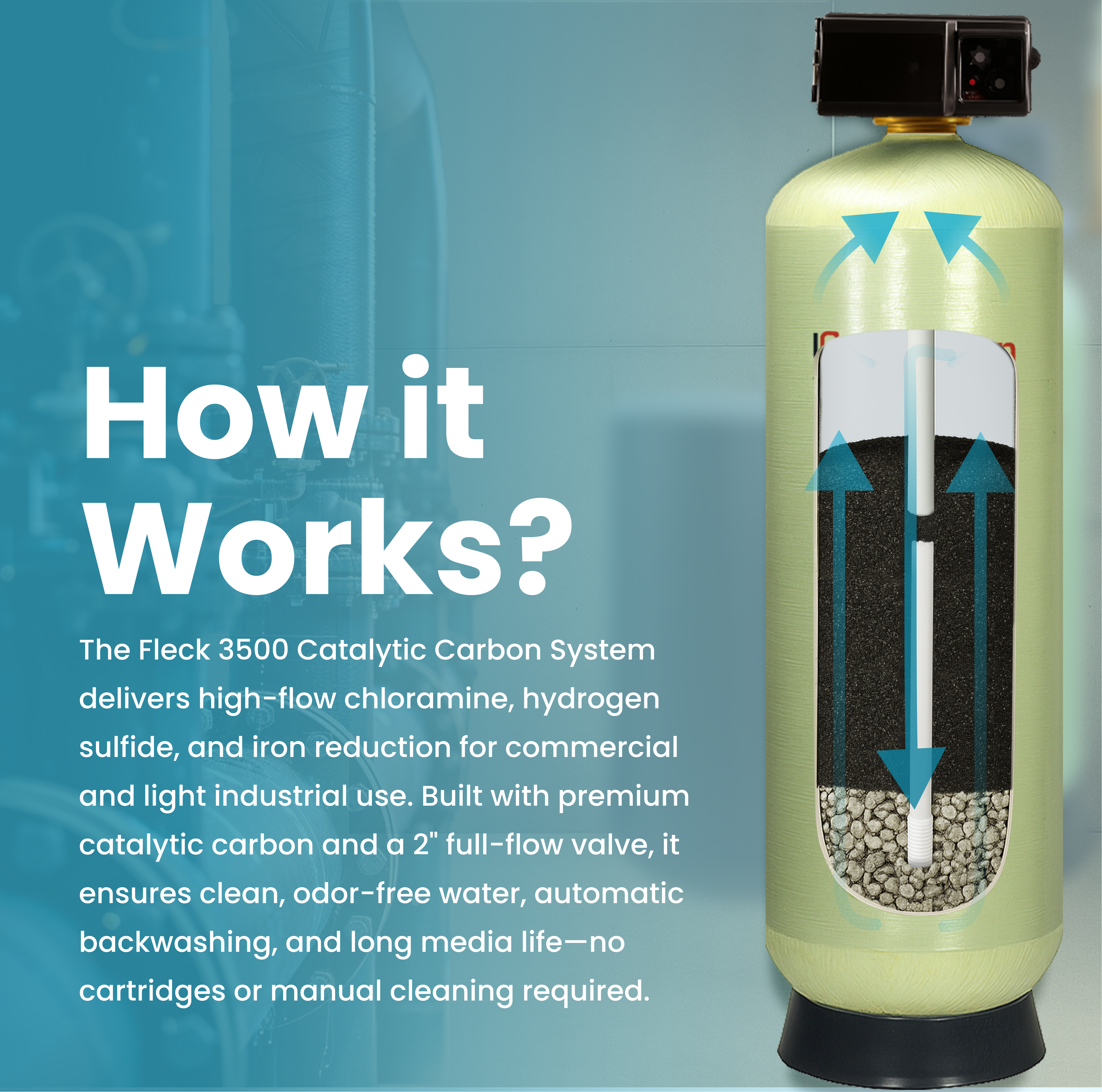 2" Backwashing Catalytic Carbon Filter | 28-64GPM - LiquaGen Water