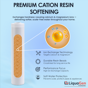 4.5" x 20" Cation Exchange Resin Filter Cartridge (Water Softening & Hardness Reduction) - LiquaGen Water