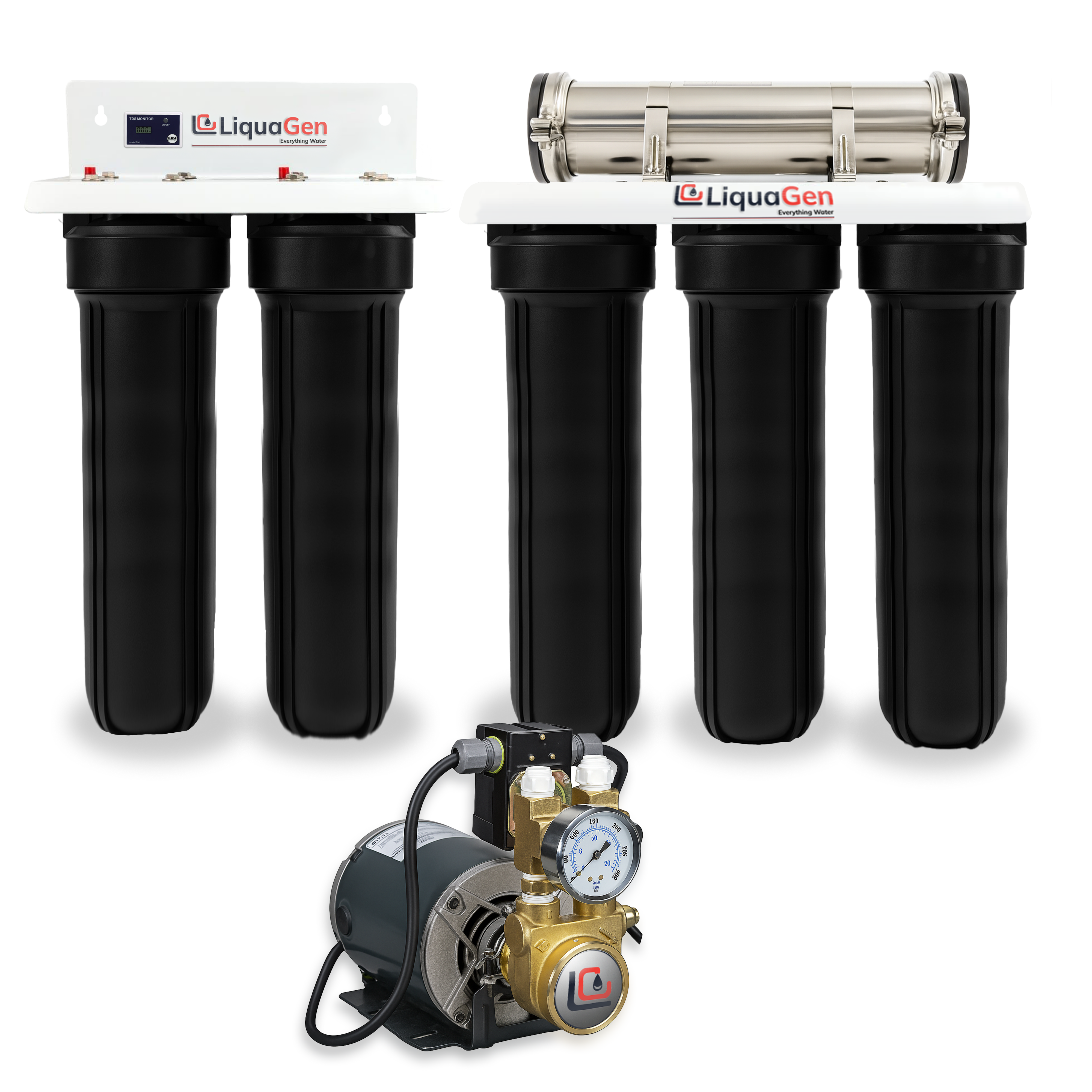 Commercial Hydroponics RO/DI System 600 GPD 4.5"x20" | 6 Stage Filtration - LiquaGen Water